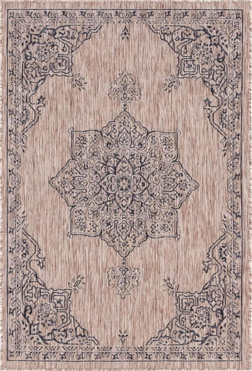 Unique Loom 9' 0 x 12' 2 Rectangle Indoor/Outdoor Traditional Beige Area Rug