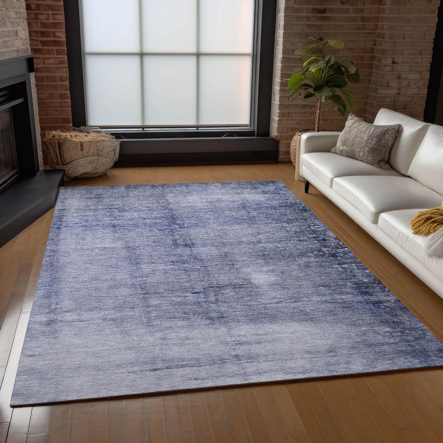 Navy Synthetic Flat Woven Reversible 8' x 10' Rug