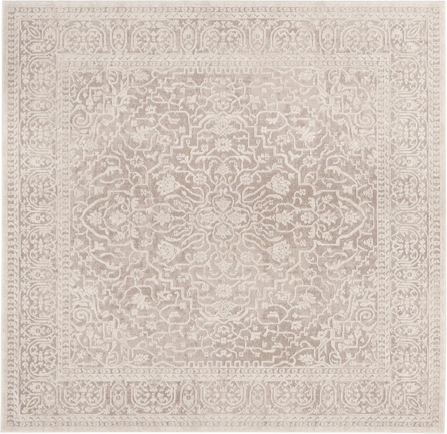 Reflection RFT670 Power Loomed Indoor Area Rug - 5'x5' - Light Grey/Cream - Safavieh