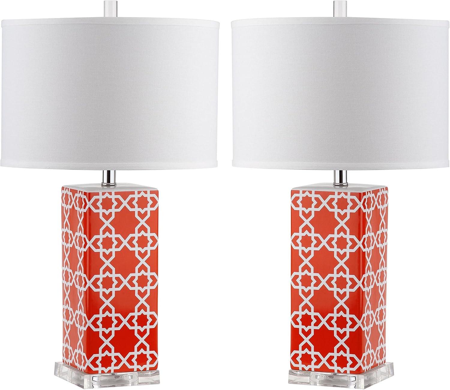 Quatrefoil Table Lamp (Set of 2) - Orange - Safavieh.