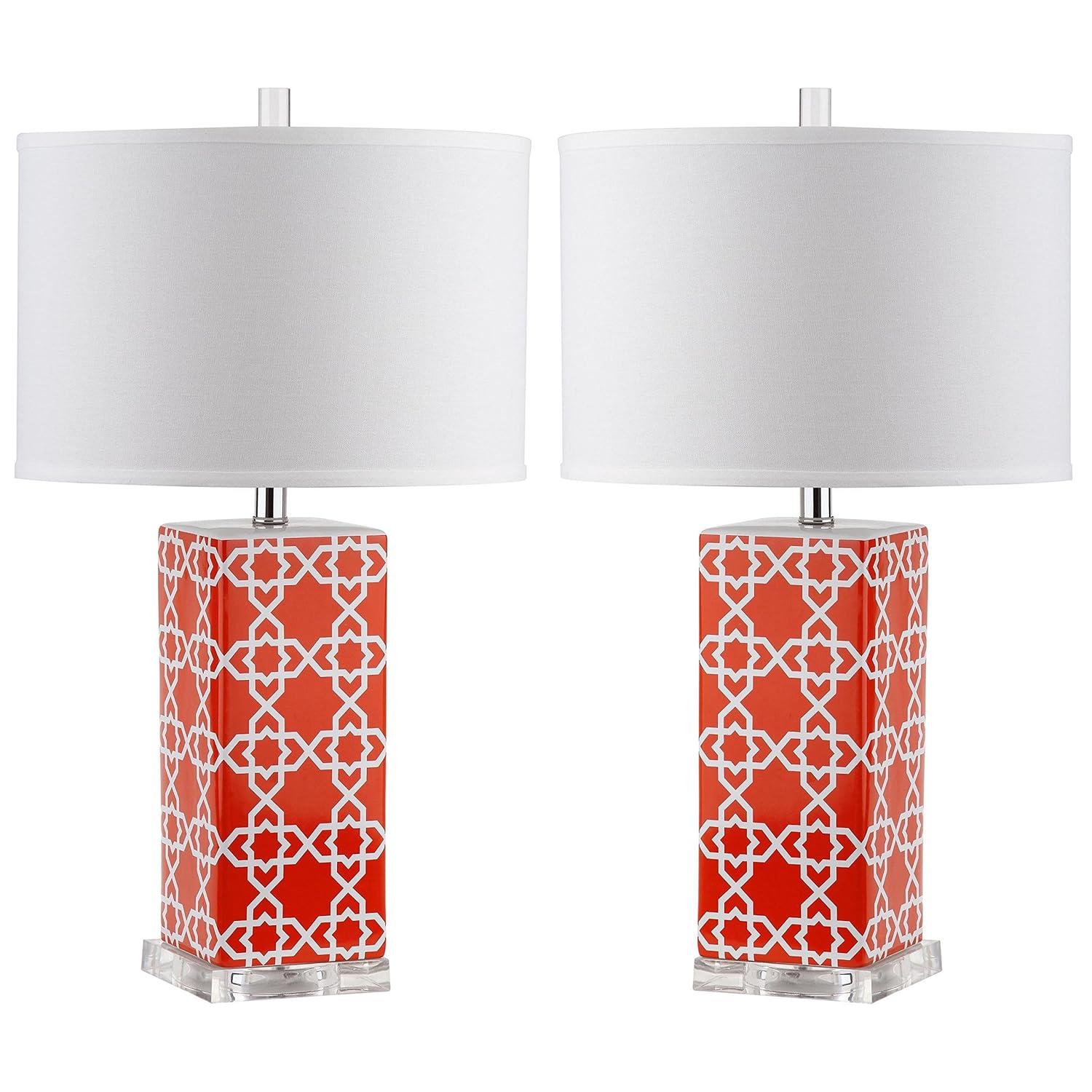Quatrefoil Table Lamp (Set of 2) - Orange - Safavieh.