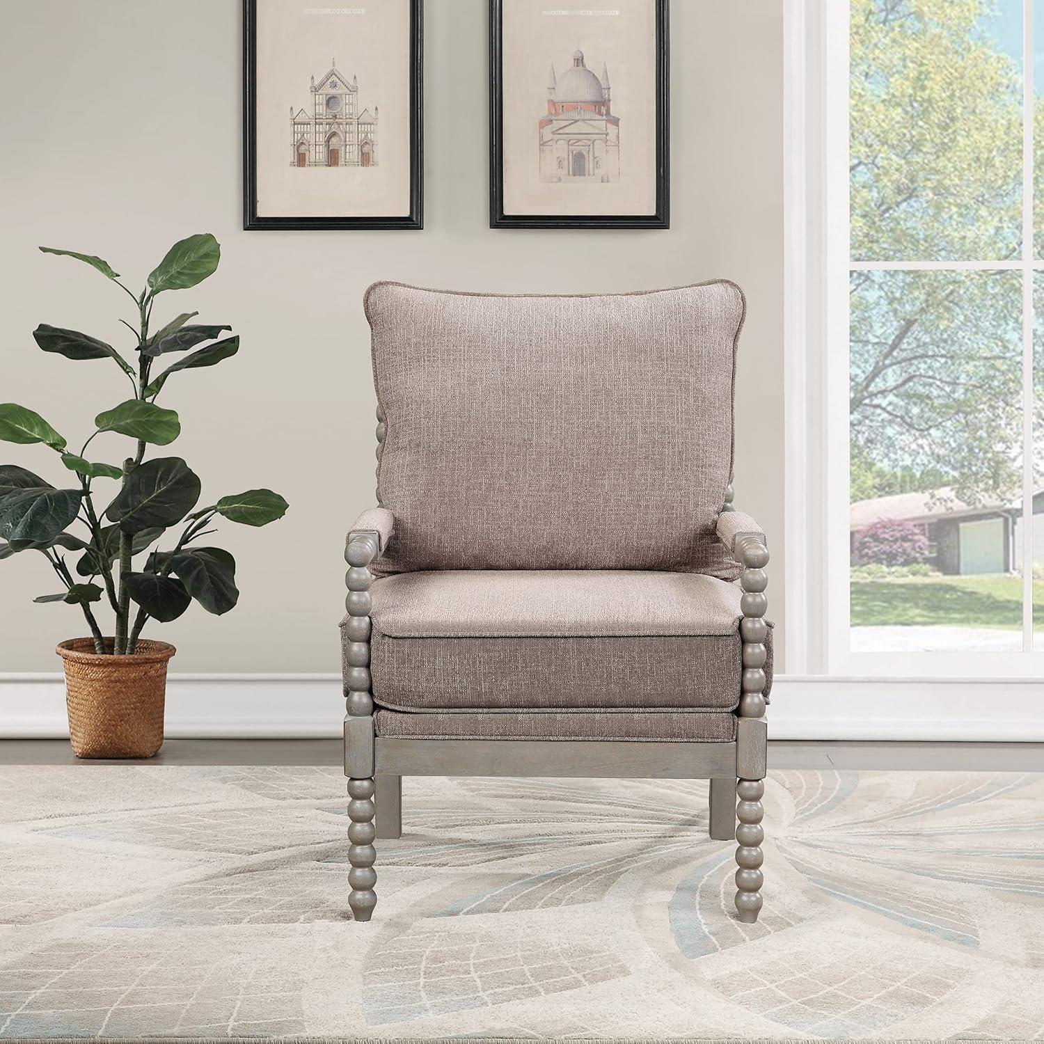 OSP Home Furnishings Abbott Chair in Dolphin Fabric with Brushed Grey Base K/D