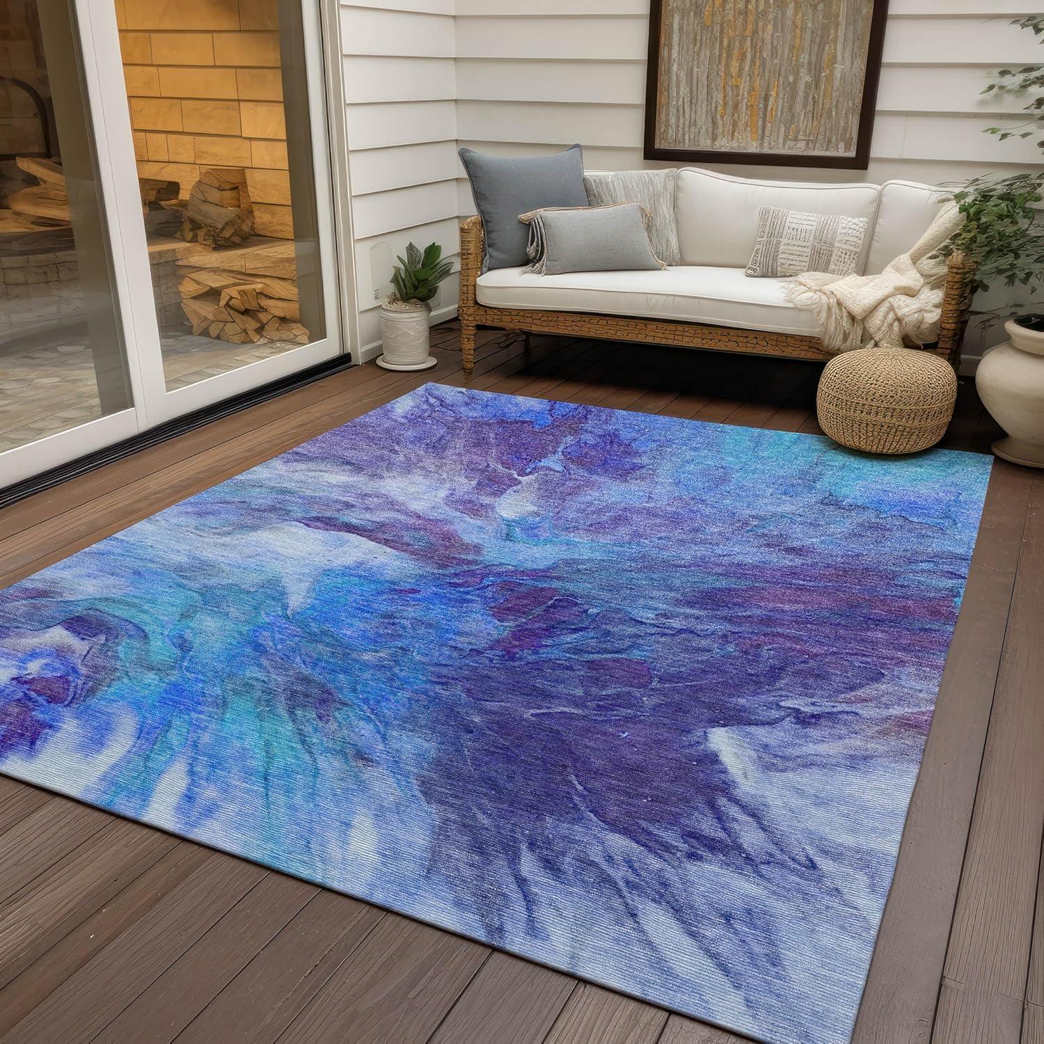 Addison Rugs Chantille Indoor/Outdoor Transitional Modern Blue Washable Rectangle Rug, 3' x 5'