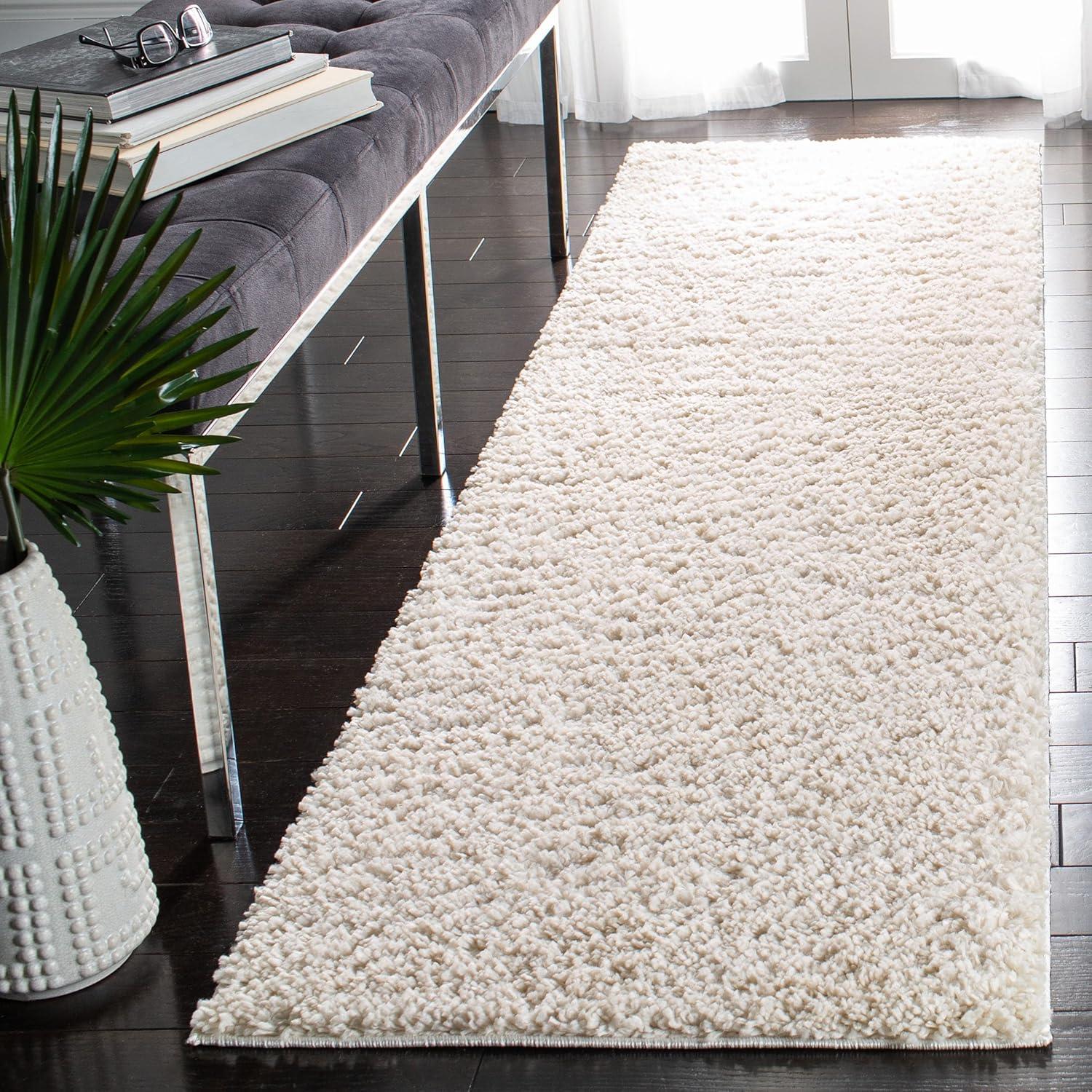 August Shag 900 AUG900 Power Loomed Indoor Runner Rug - Ivory - 2'3"x12' - Safavieh
