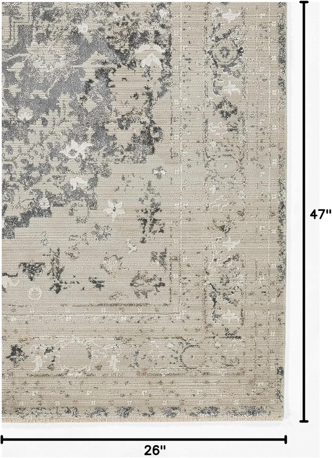 Momeni Cambridge Viscose and PES Medallion Charcoal Area Rug 2'2" X 3'11"