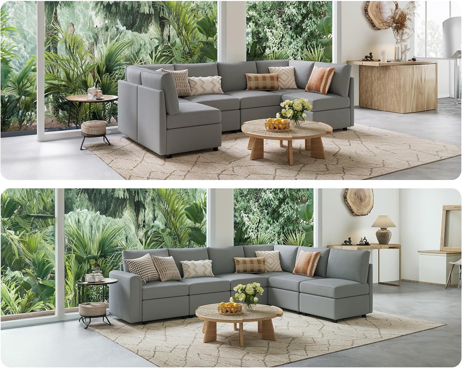 LINSY HOME Corner Seat Module for RUBIK I Modular Sectional Couches and Sofas with Storage, Light Gray