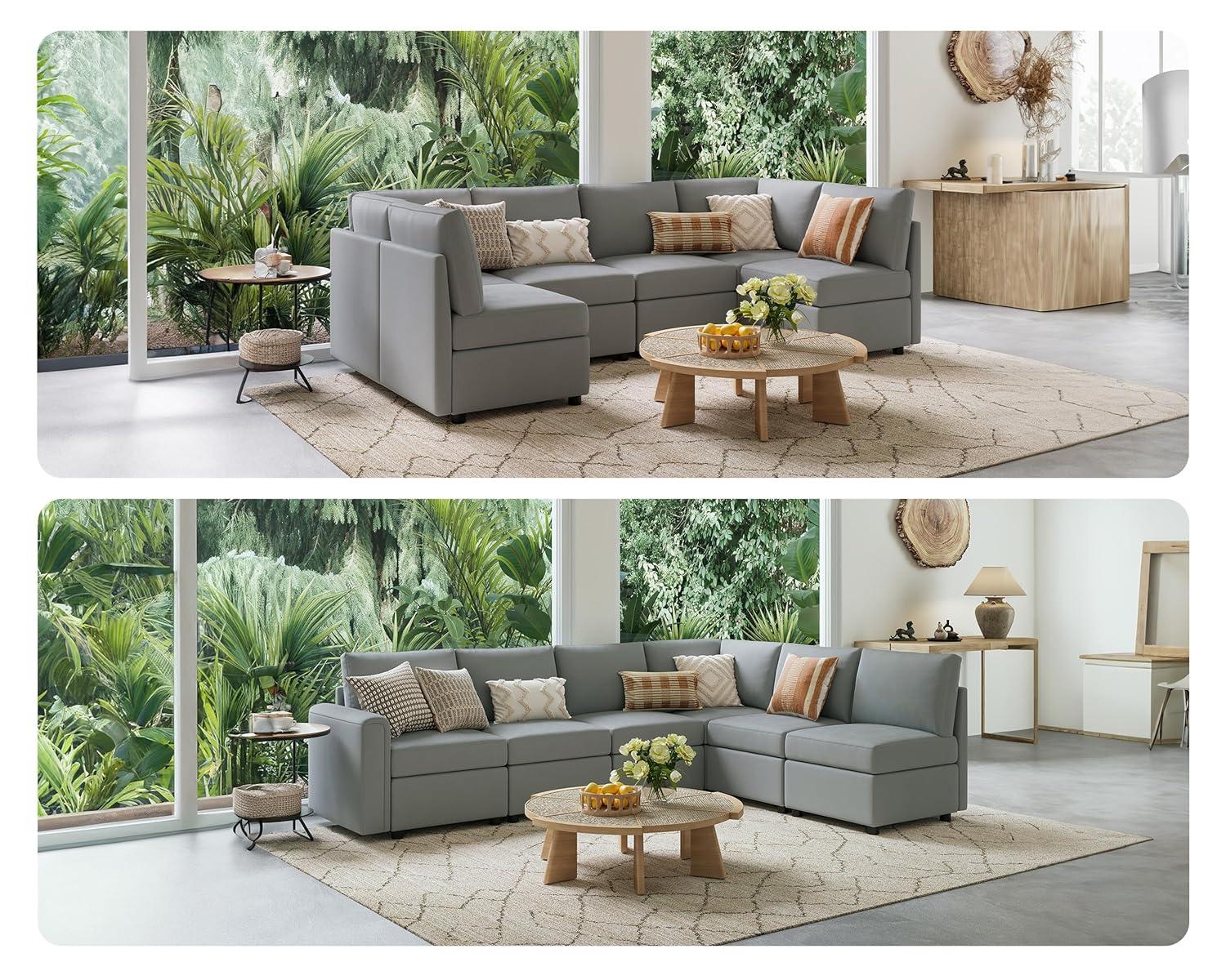 LINSY HOME Corner Seat Module for RUBIK I Modular Sectional Couches and Sofas with Storage, Light Gray