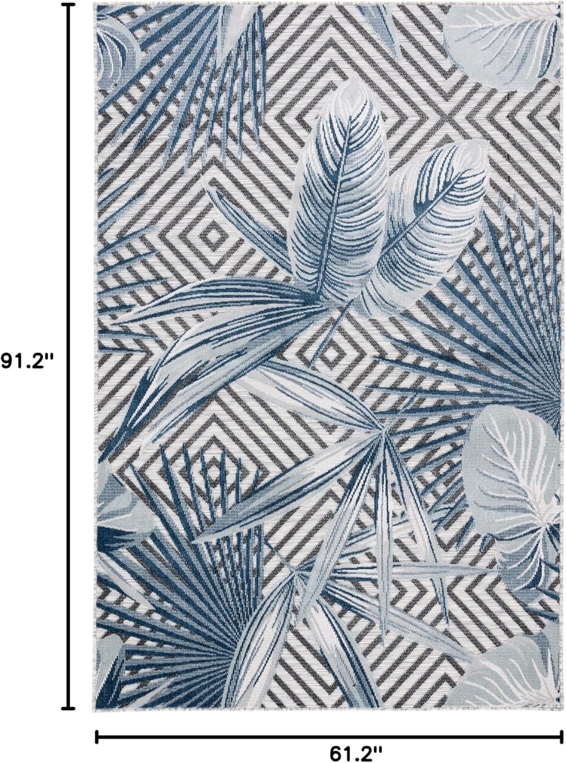 Cabana CBN447 Loomed Indoor/Outdoor Area Rug - Ivory/Navy - 5'1"x7'6" - Safavieh