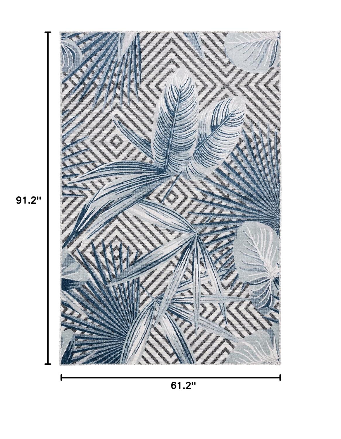 Cabana CBN447 Loomed Indoor/Outdoor Area Rug - Ivory/Navy - 5'1"x7'6" - Safavieh