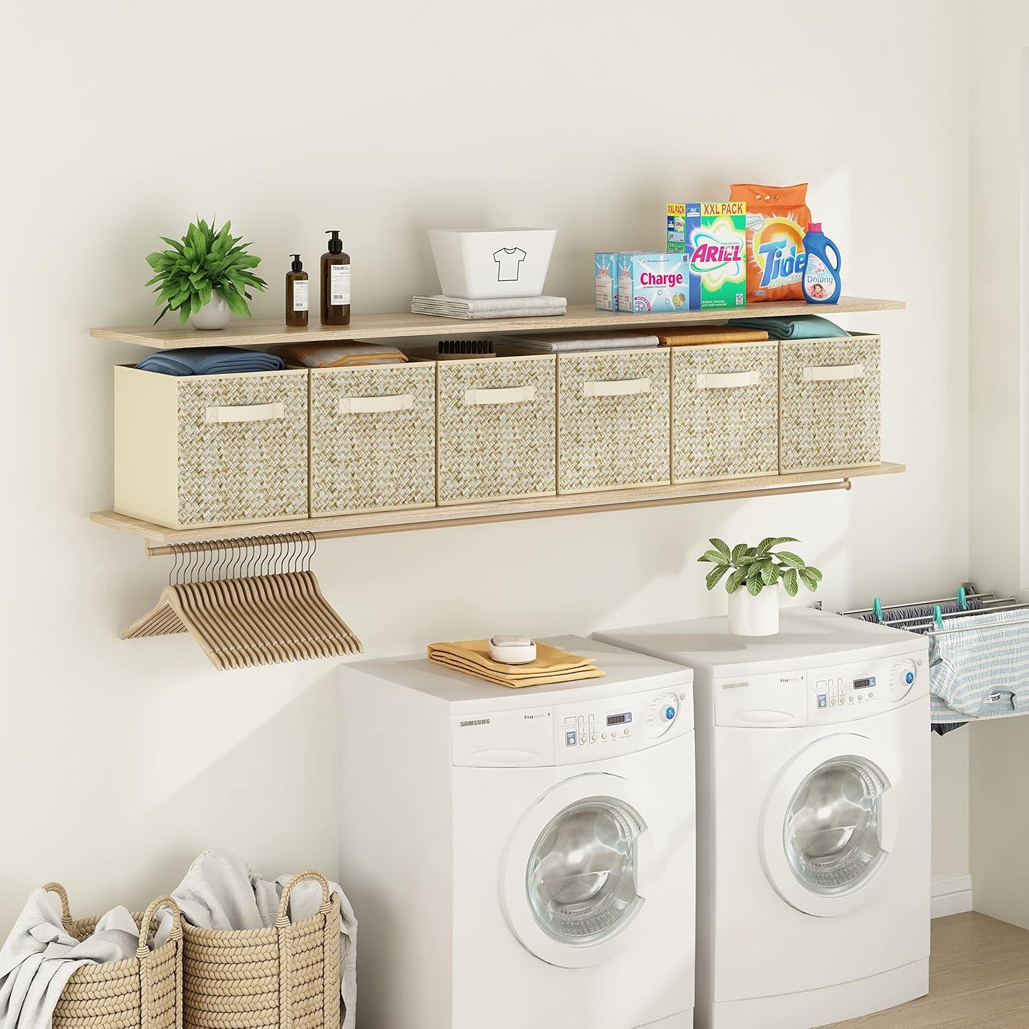 Wisdom Star 6 Pack Fabric Storage Cubes with Handle, Foldable 13x13x15 Inch Cube Storage Bins, Storage Baskets for Shelves, Storage Boxes for Organizing Closet Bins