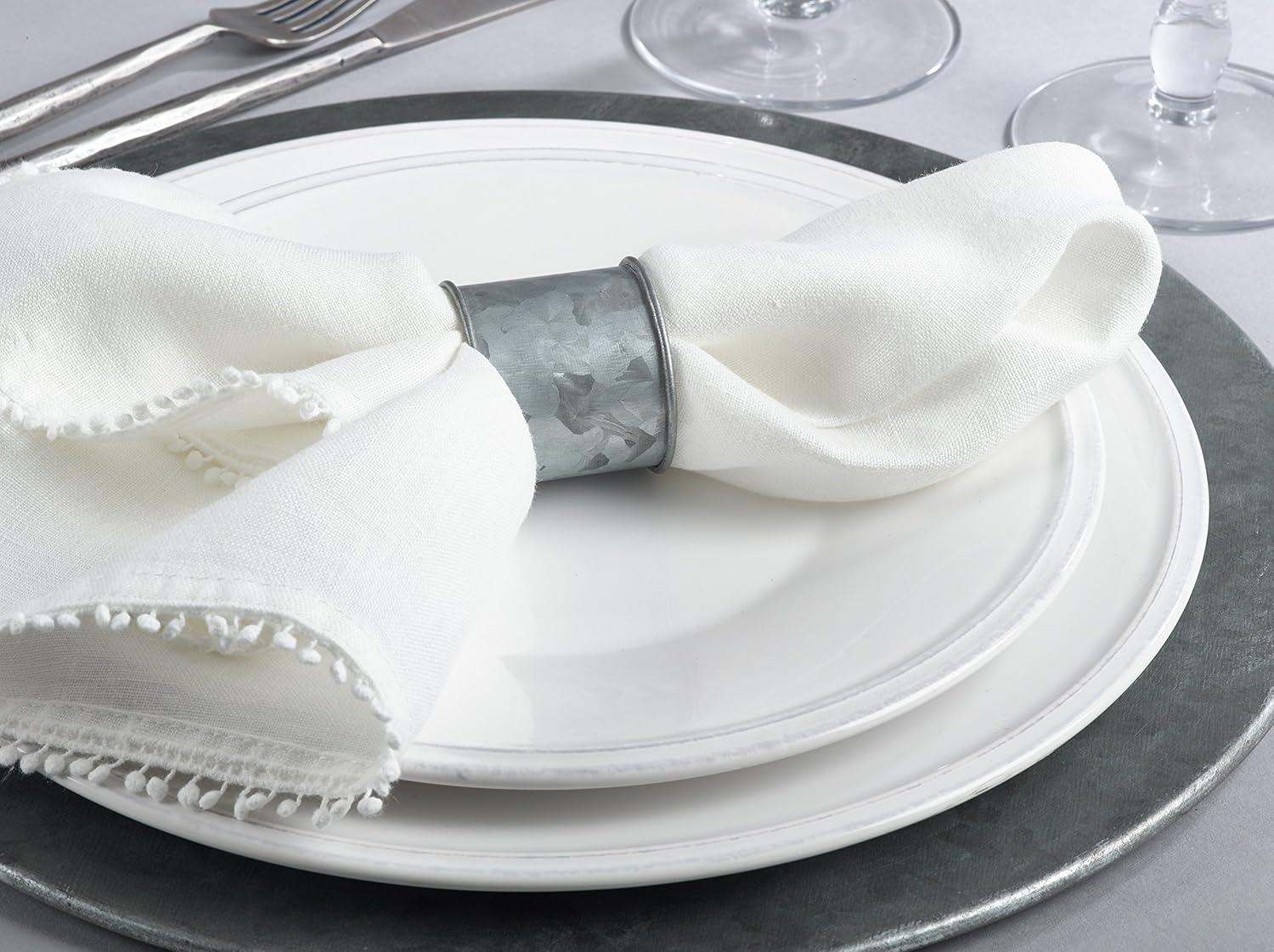 Saro Lifestyle Silver Galvanized Design Industrial Style Metal Napkin Ring Set of 4