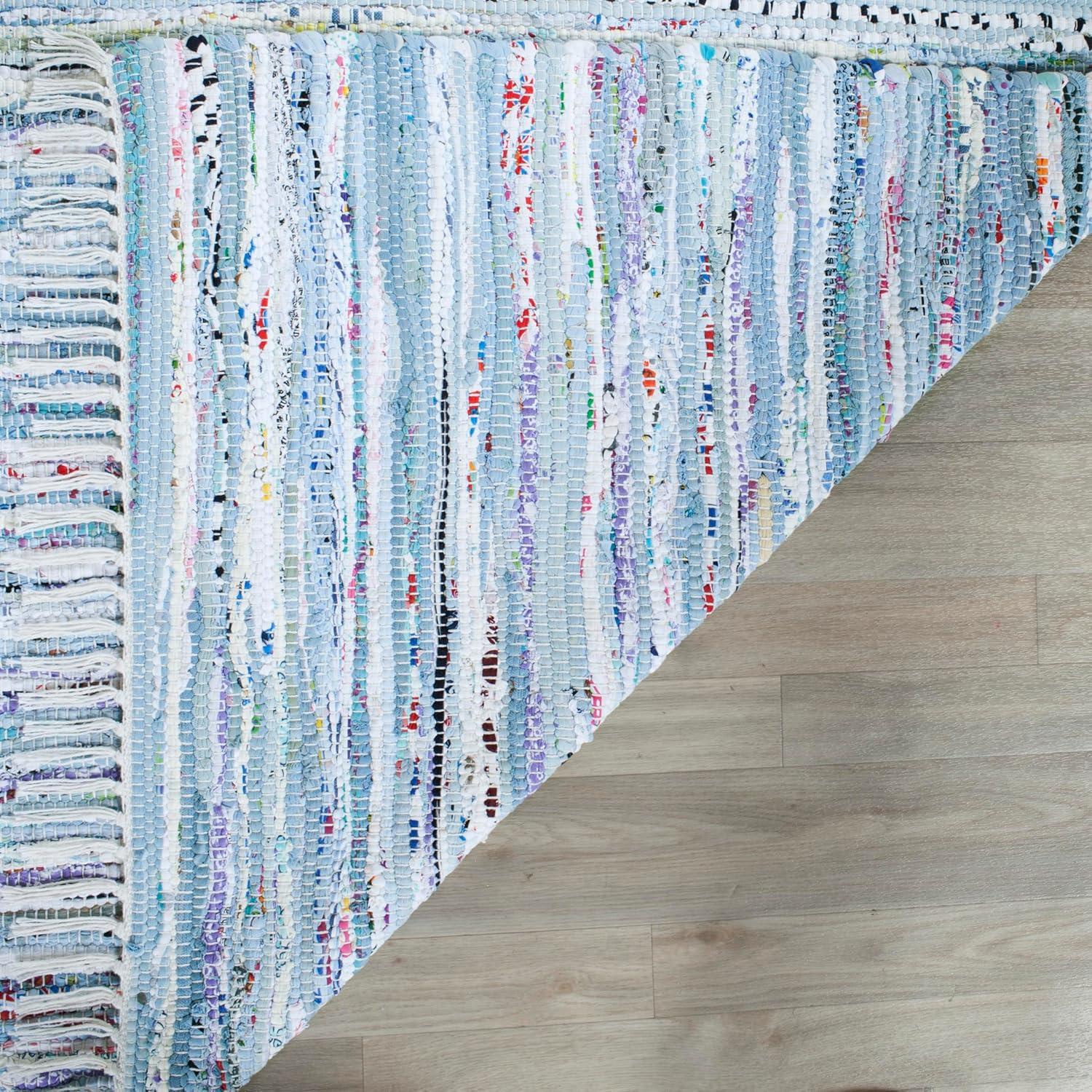 Rag Rug RAR125 Hand Woven Indoor Accent Rug - Light Blue/Multi - 2'x3' - Safavieh.