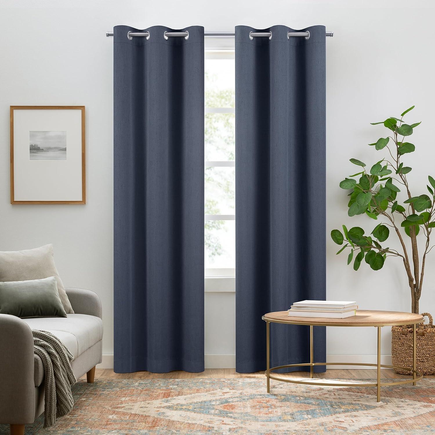 Eclipse Eclipse Pembroke Faux Linen 100% Blackout Grommet Panel Pair (Set of 2)