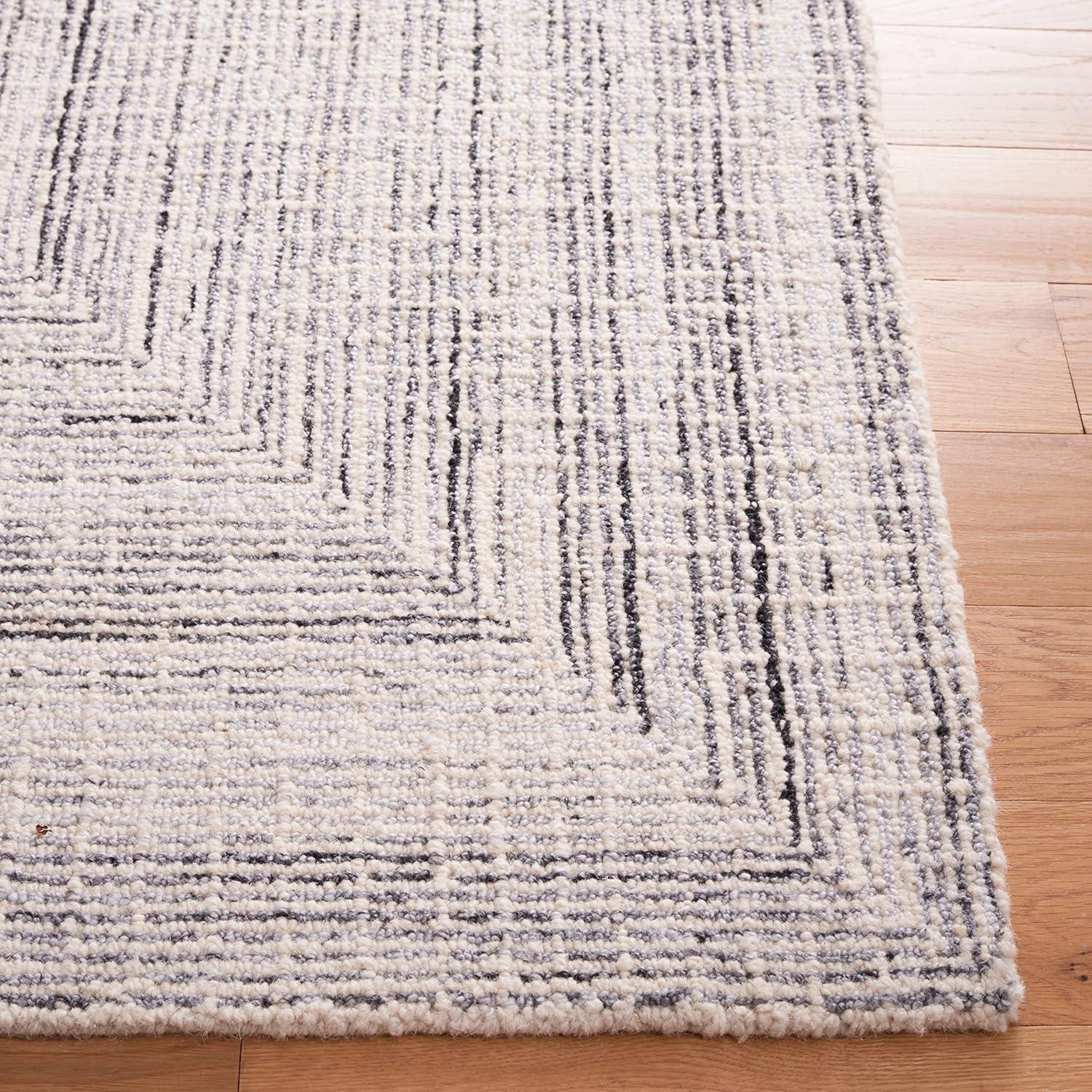 Abstract ABT480 Handmade Indoor Area Rug - Grey/Ivory - 5'x8' - Safavieh