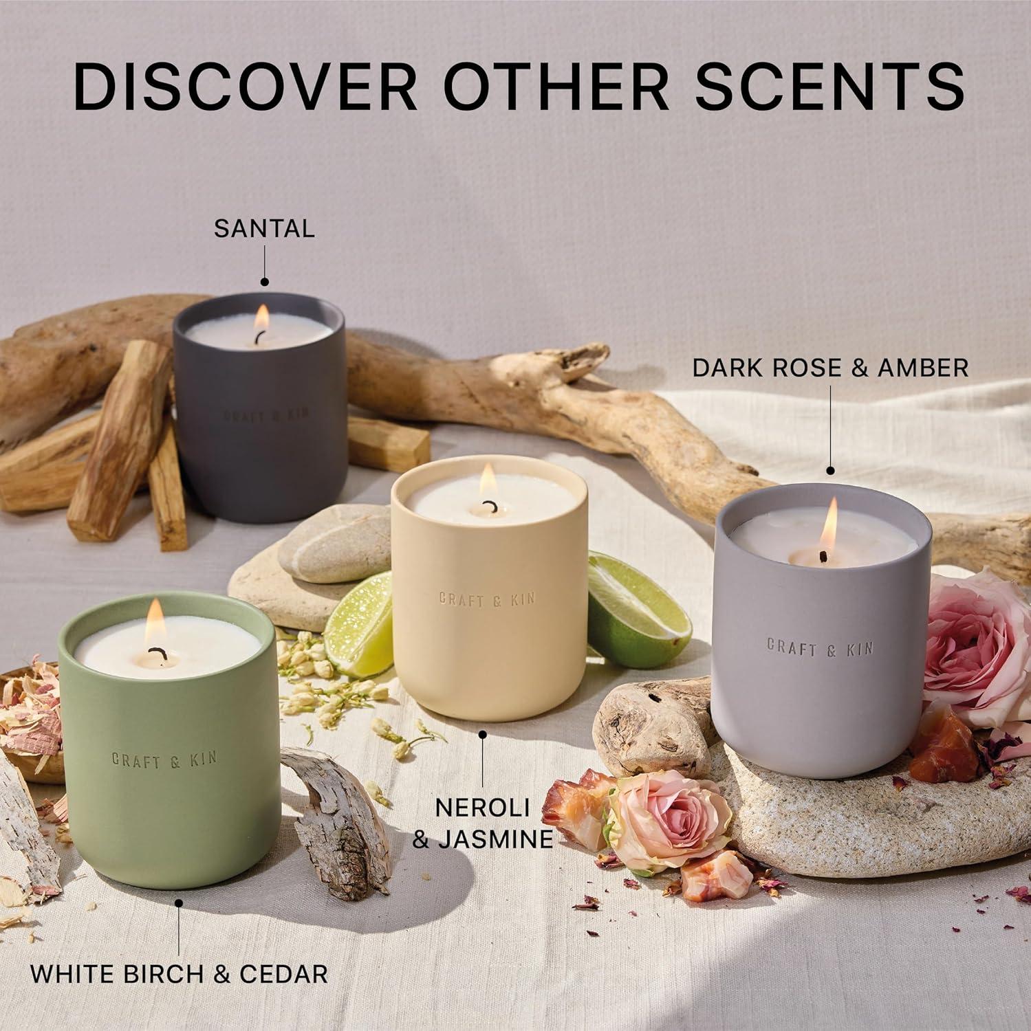Craft & Kin Christmas Scented Candles White Birch & Cedar 10oz 40 Burning Hours