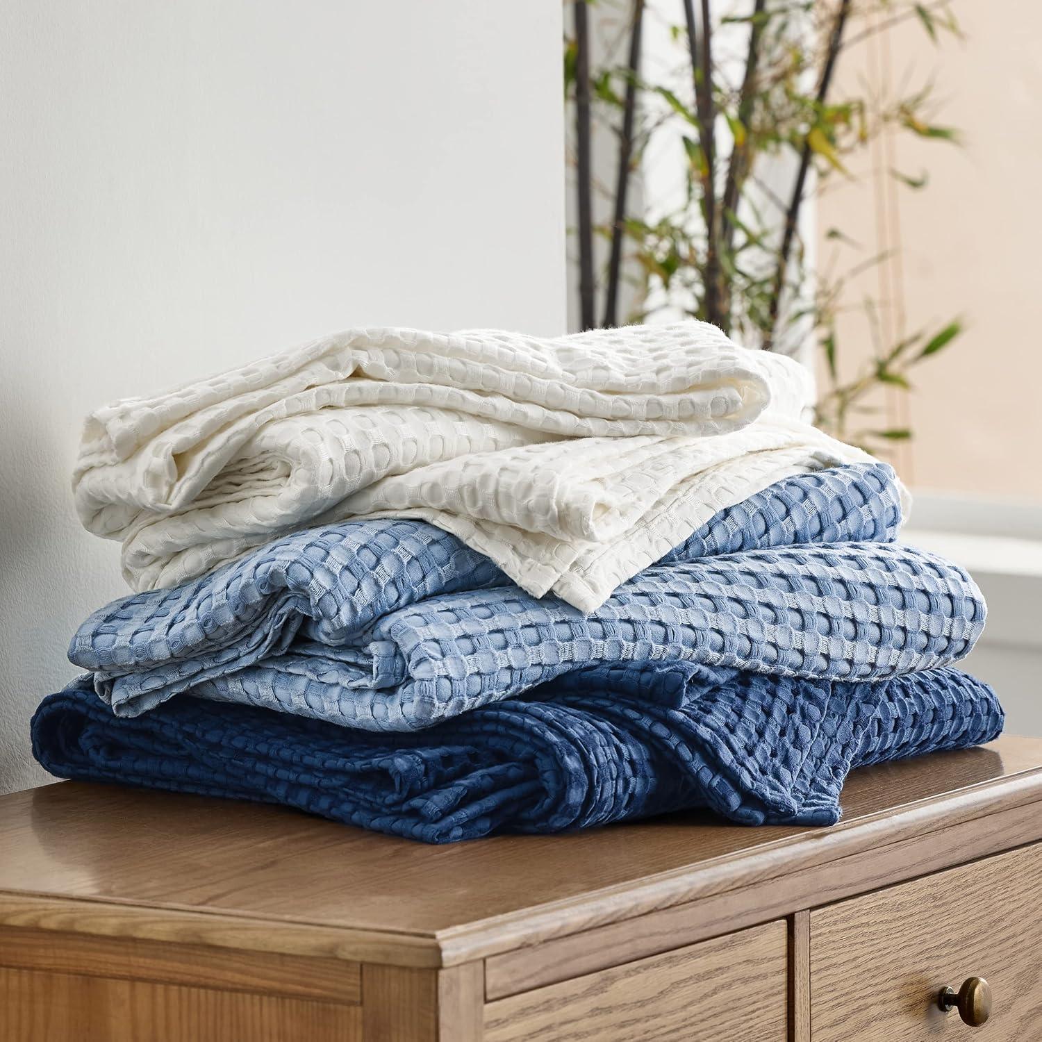 Cooling Cotton Waffle King Size Blanket - Lightweight Breathable Summer Blanket of Rayon Derived from Bamboo for Hot Sleepers, Luxury Throws for Bed, Couch and Sofa, Taupe, 104x90 Inches