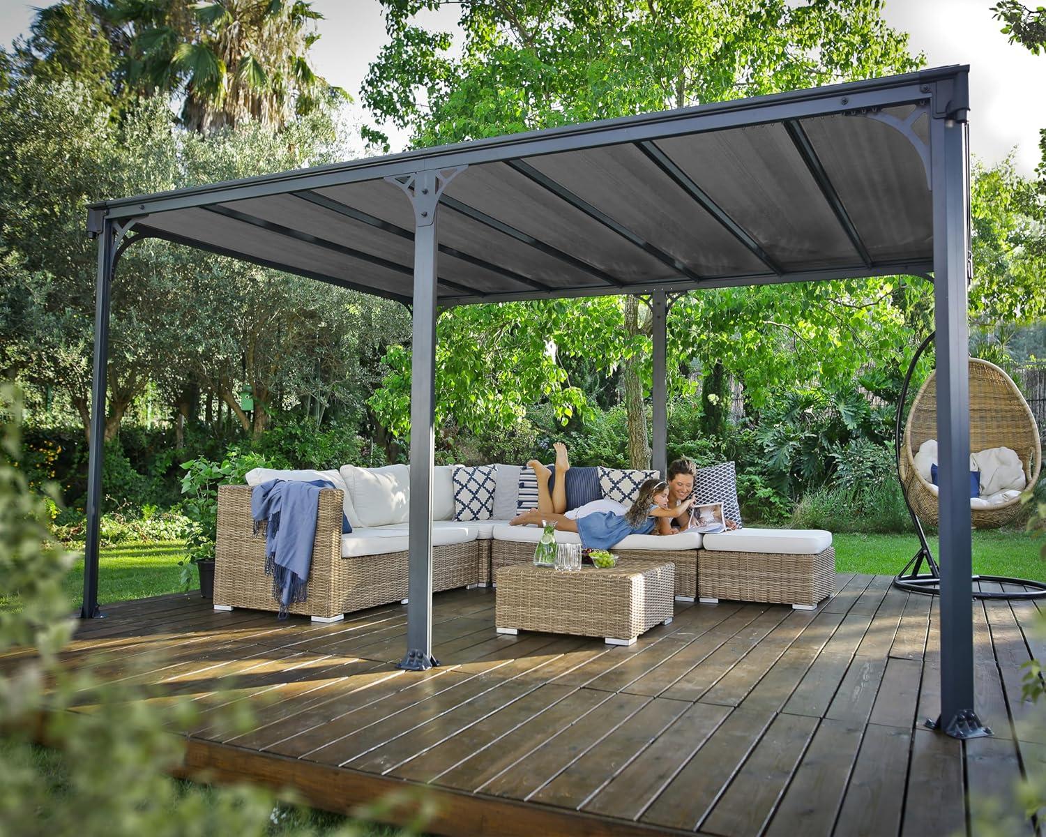 Canopia Canopia - Milano Aluminum Flat Top Gazebo with Polycarbonate Roof Panels – Durable Modern Outdoor Patio Shelter