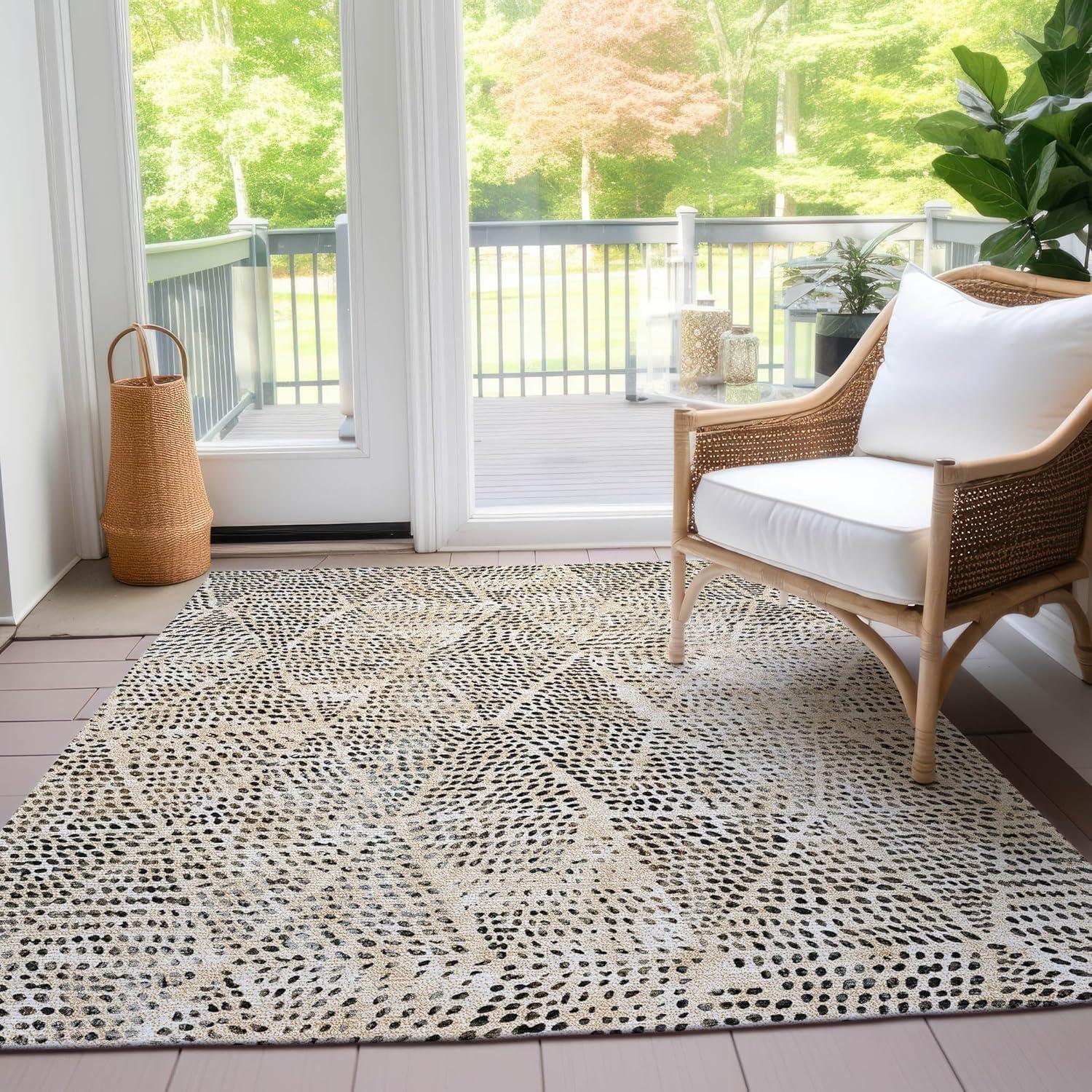 Addison Rugs Chantille Indoor/Outdoor Transitional Diamond Beige Washable Rectangle Rug, 10' x 14'