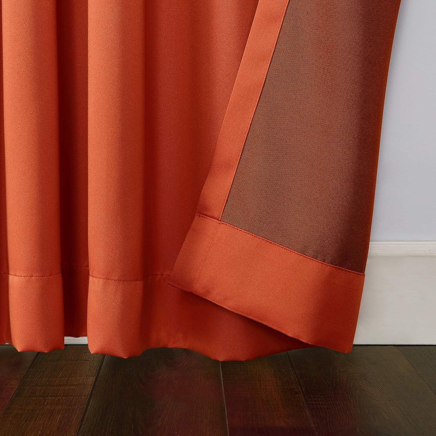 40"x84" Sun Zero Room Darkening Lazlo Grommet Curtain Panel Tangerine Orange: Modern Thermal Insulated, Energy Efficient