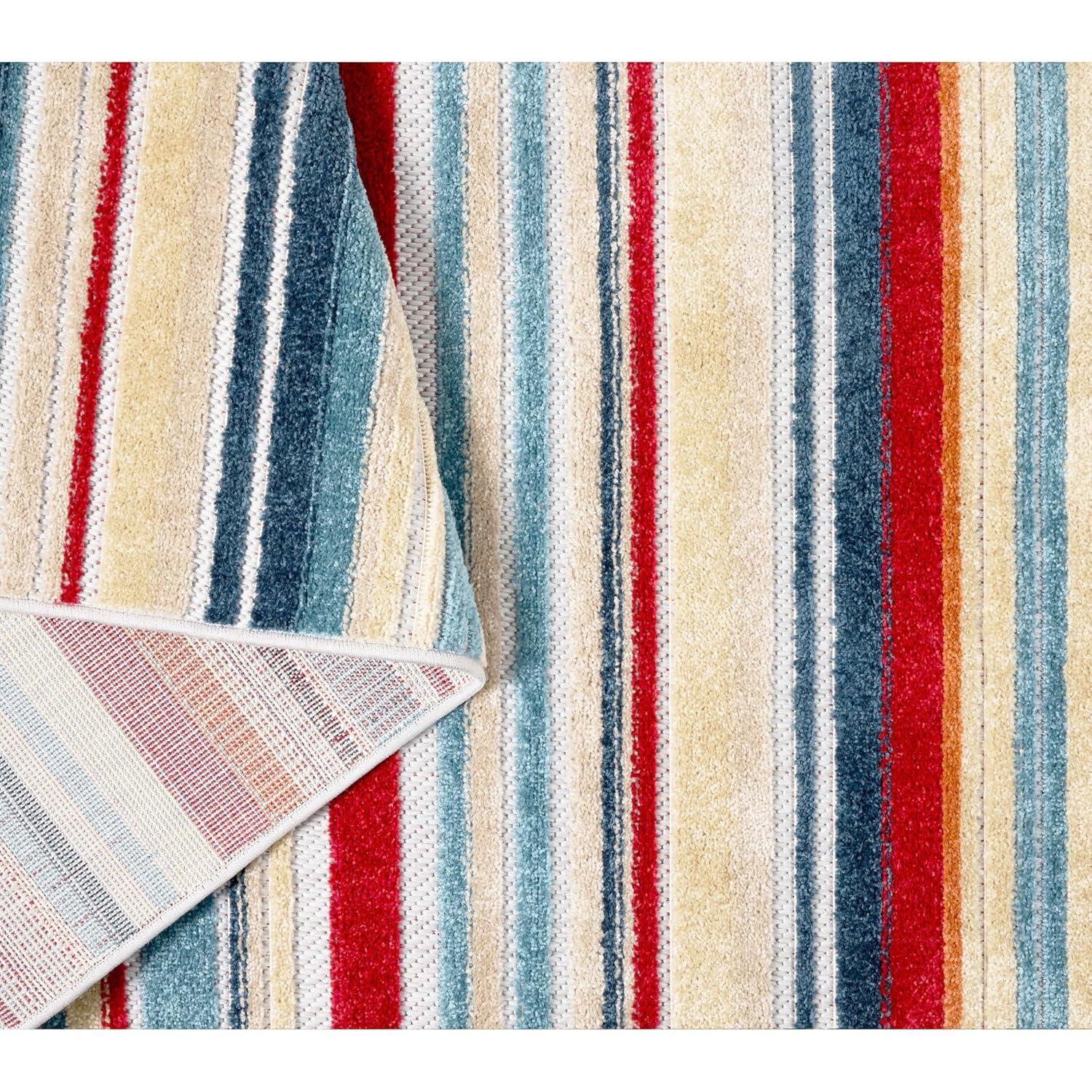 TOWN & COUNTRY EVERYDAY Rio Multicolor Stripe Outdoor Rug Red/Multi