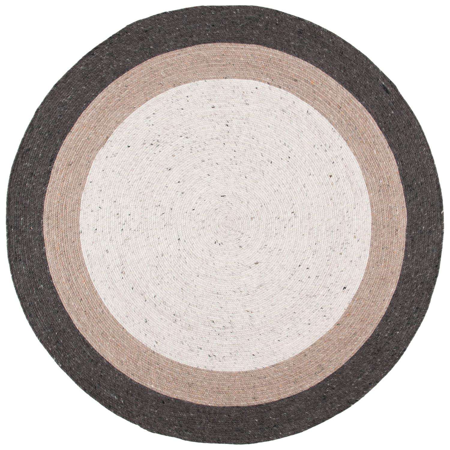 Braided BRD903 Hand Woven Indoor Accent Rug - Charcoal/Ivory - 3' Round - Safavieh