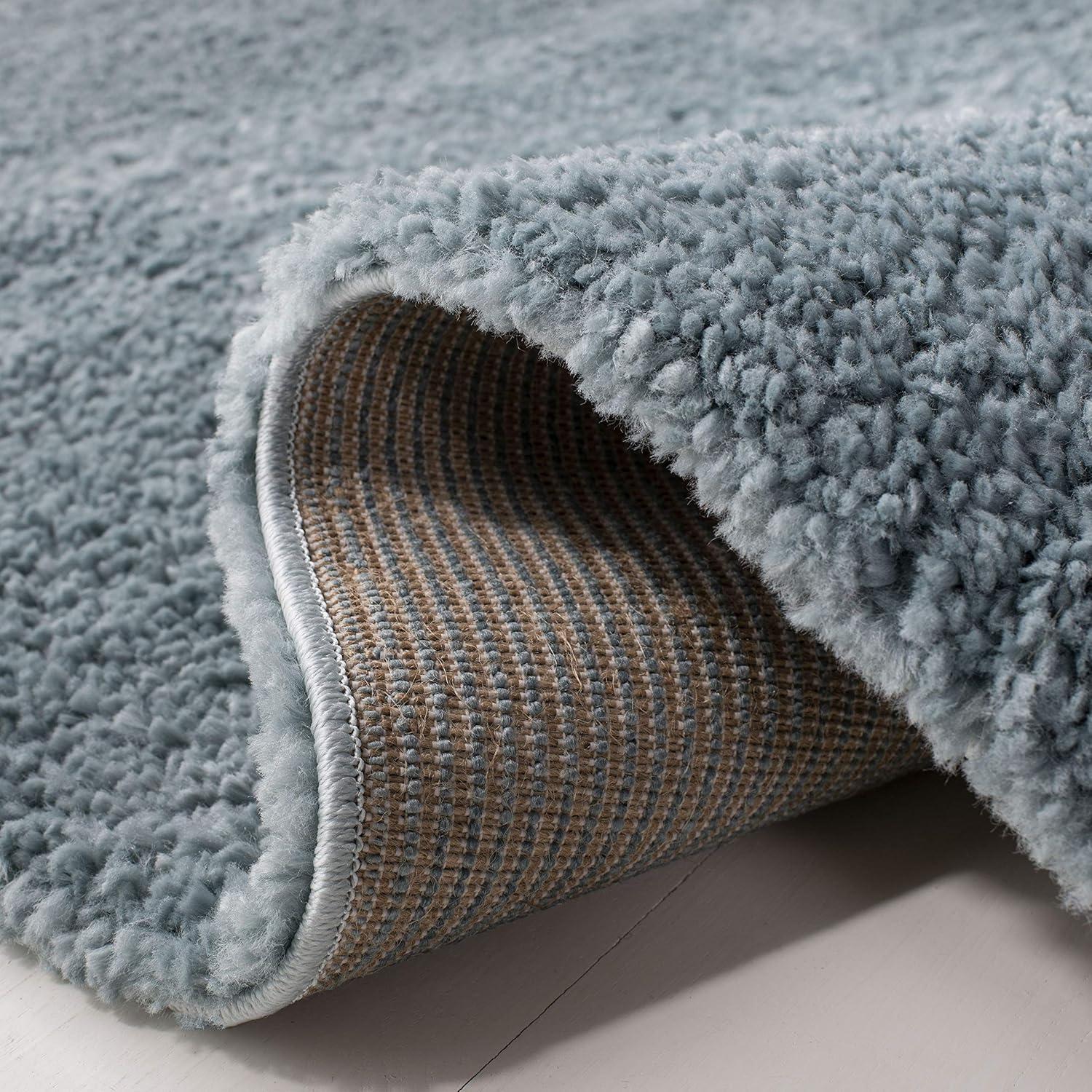 SAFAVIEH August Carlene Solid Plush Shag Area Rug, Aqua, 10' x 14'