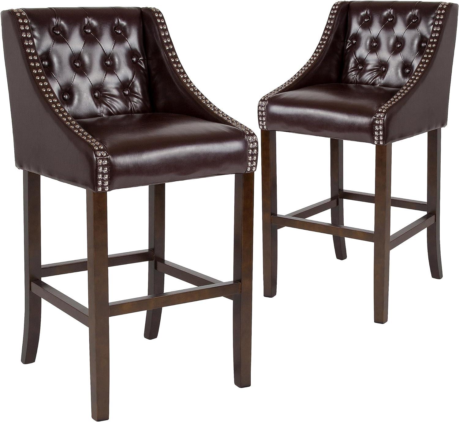 Flash Furniture 2 Pk Carmel Series Tuffed Bar Stool, Brown, (Set of 2)