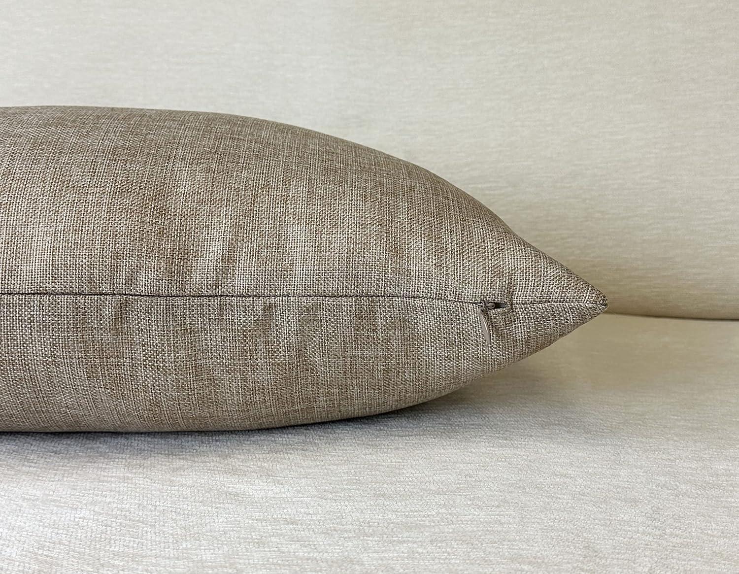 Aiking Home Woven Fine Faux Linen Throw Pillow Cover, size 12"x24", Wheat
