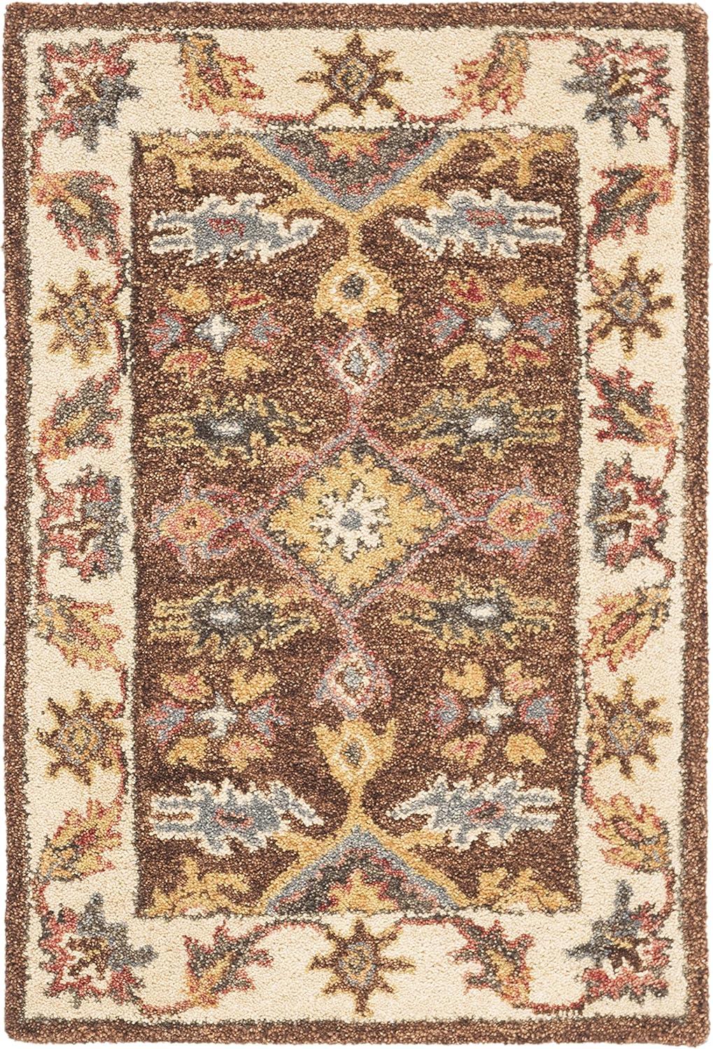 Antiquity AT502 Hand Tufted Accent Rug - Dark Brown/Ivory - 2'x3' - Safavieh.
