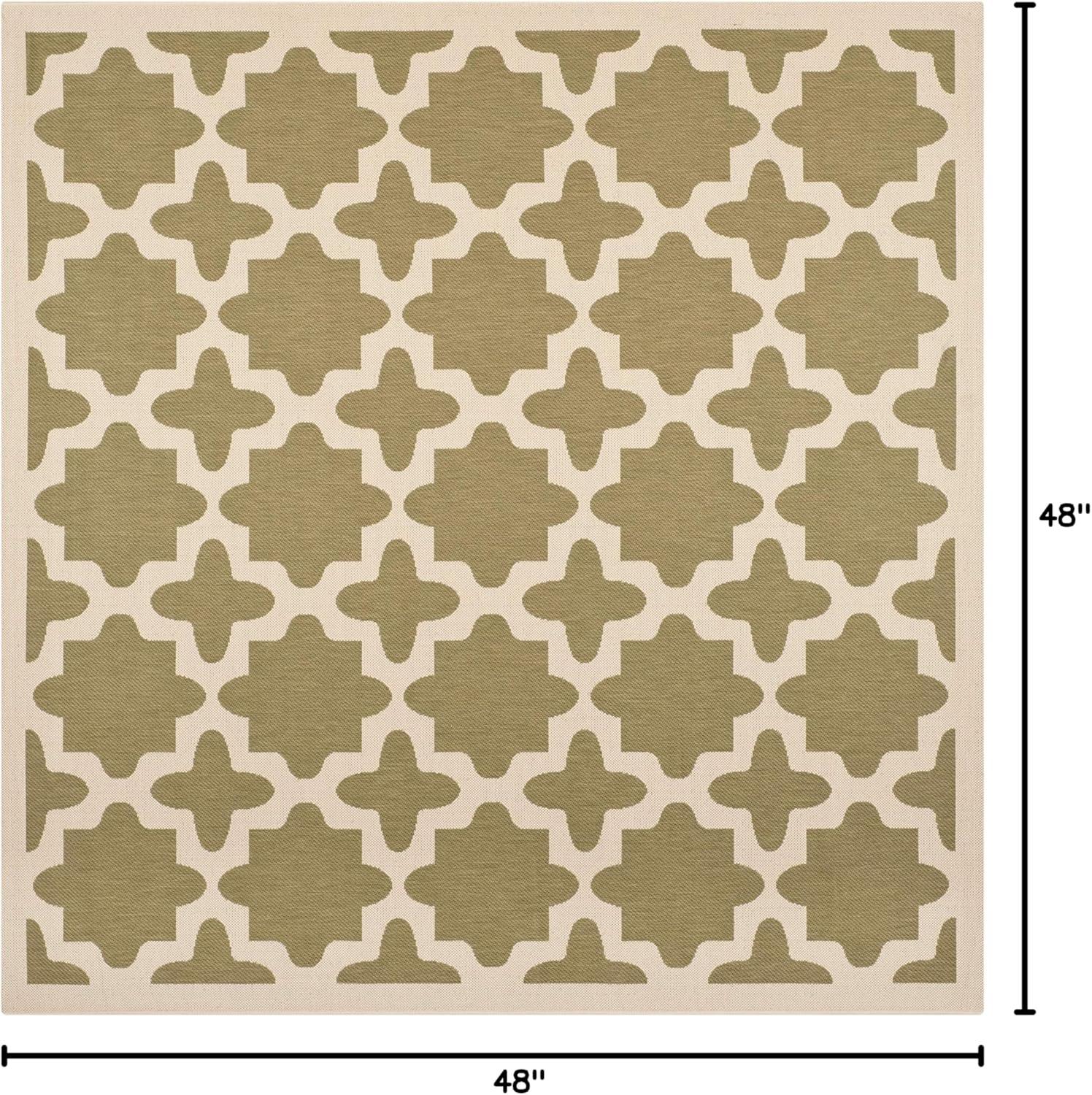 Courtyard CY6913 Power Loomed Indoor and Outdoor Area Rug - Green/Beige - 4'x4' - Safavieh
