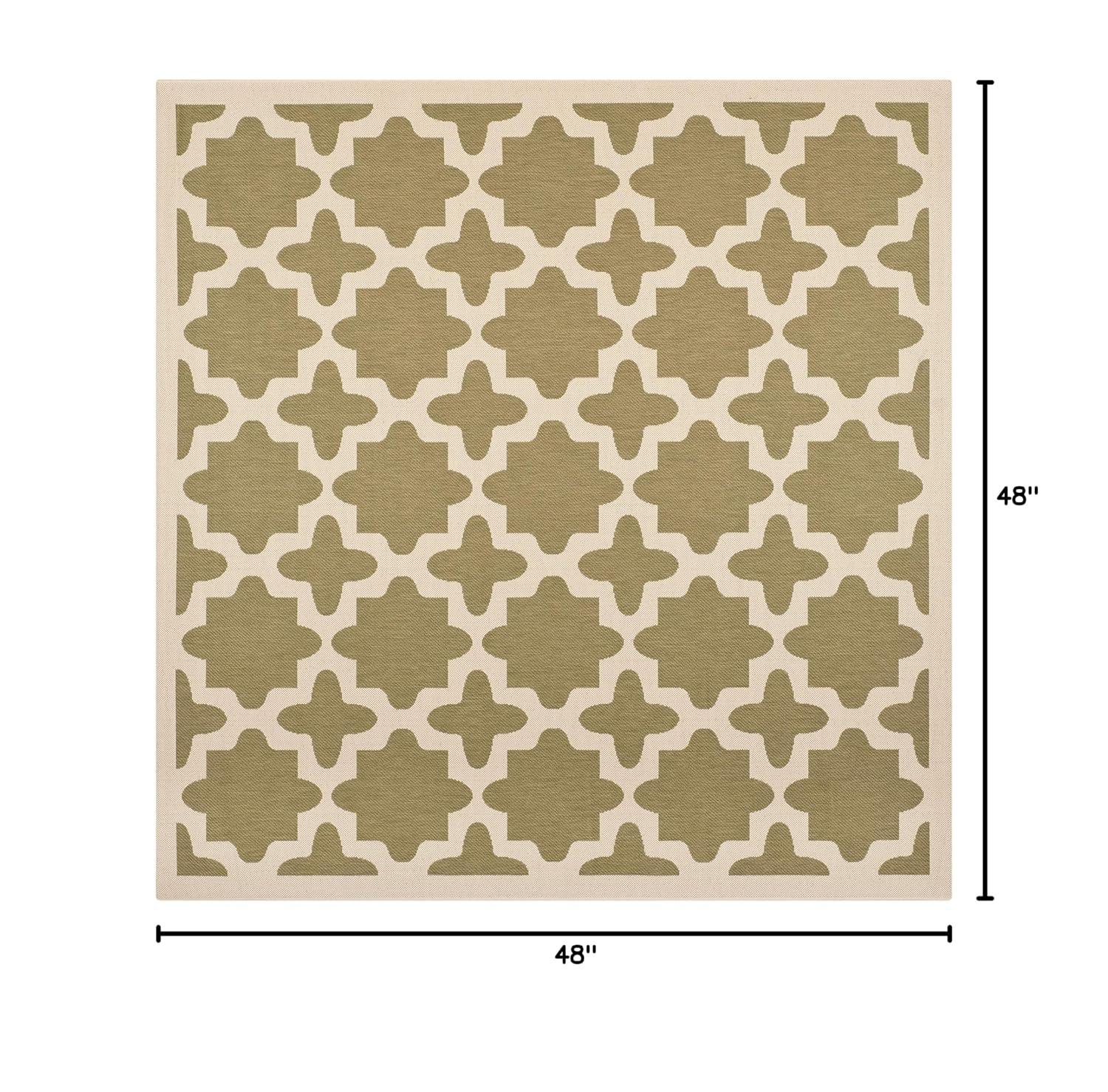 Courtyard CY6913 Power Loomed Indoor and Outdoor Area Rug - Green/Beige - 4'x4' - Safavieh