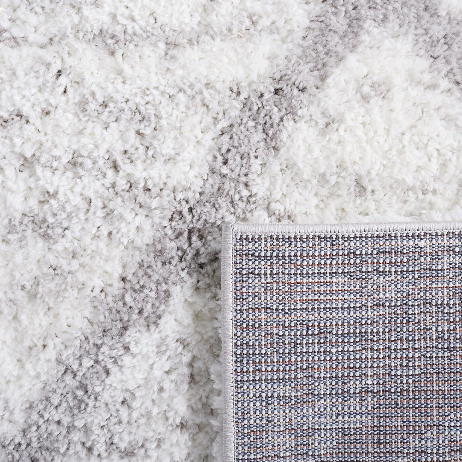 SAFAVIEH Berber Shag Lidija Trellis Area Rug, Grey/Ivory, 8' x 10'