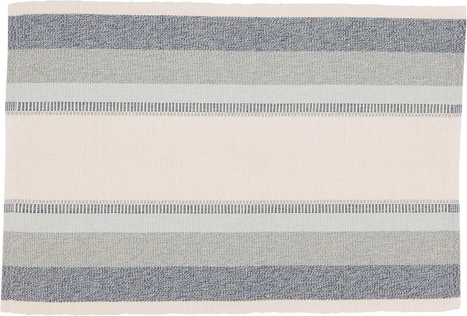 Blue and White Cotton Striped Rectangle Placemats Set