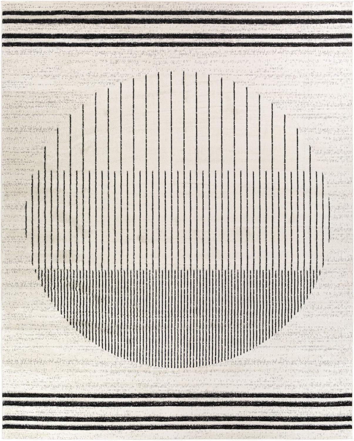 Livabliss Pisa Modern Geometric Area Rug,7'10" x 10',Black/Ivory