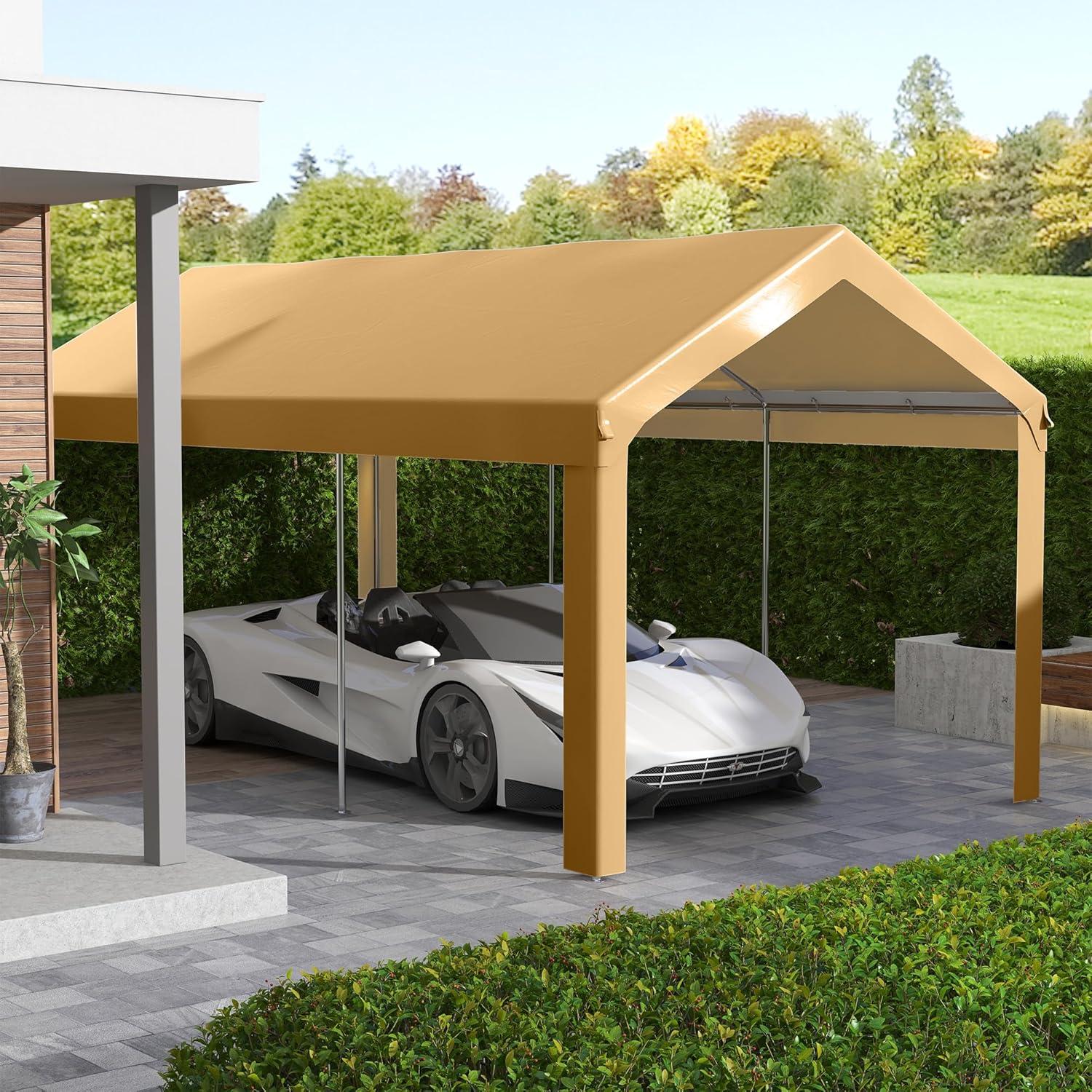 Beige 10' x 20' UV Resistant Carport Canopy Cover