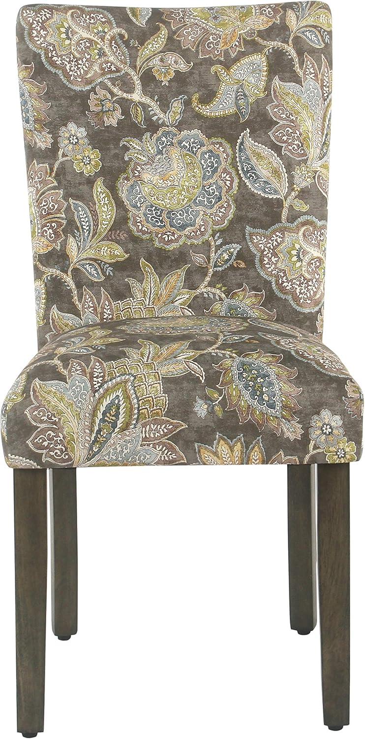 HomePop Parsons Classic Upholstered Accent Dining Chair, Set of 2, Multicolor Gray Floral
