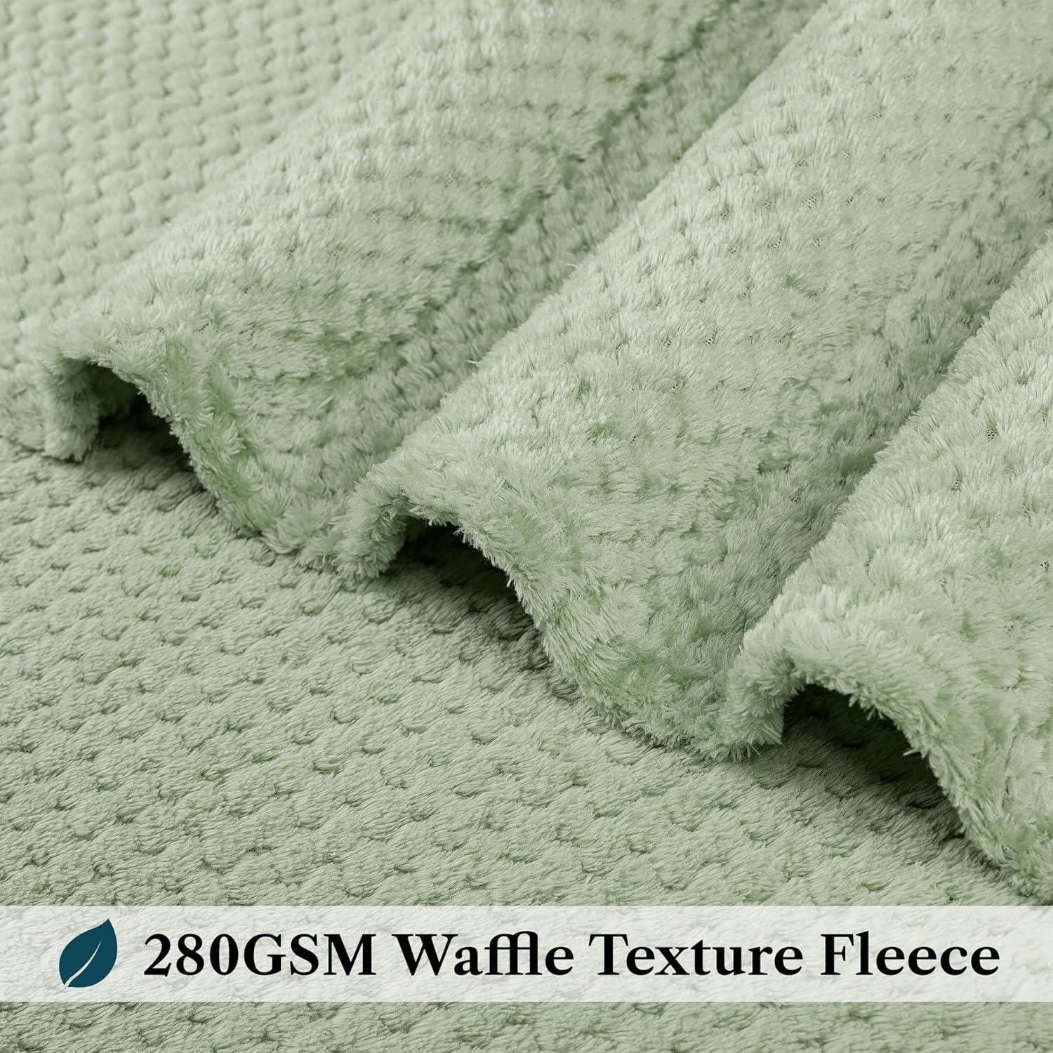 PAVILIA Soft Waffle Blanket Throw for Sofa Bed, Lightweight Plush Warm Blanket for Couch