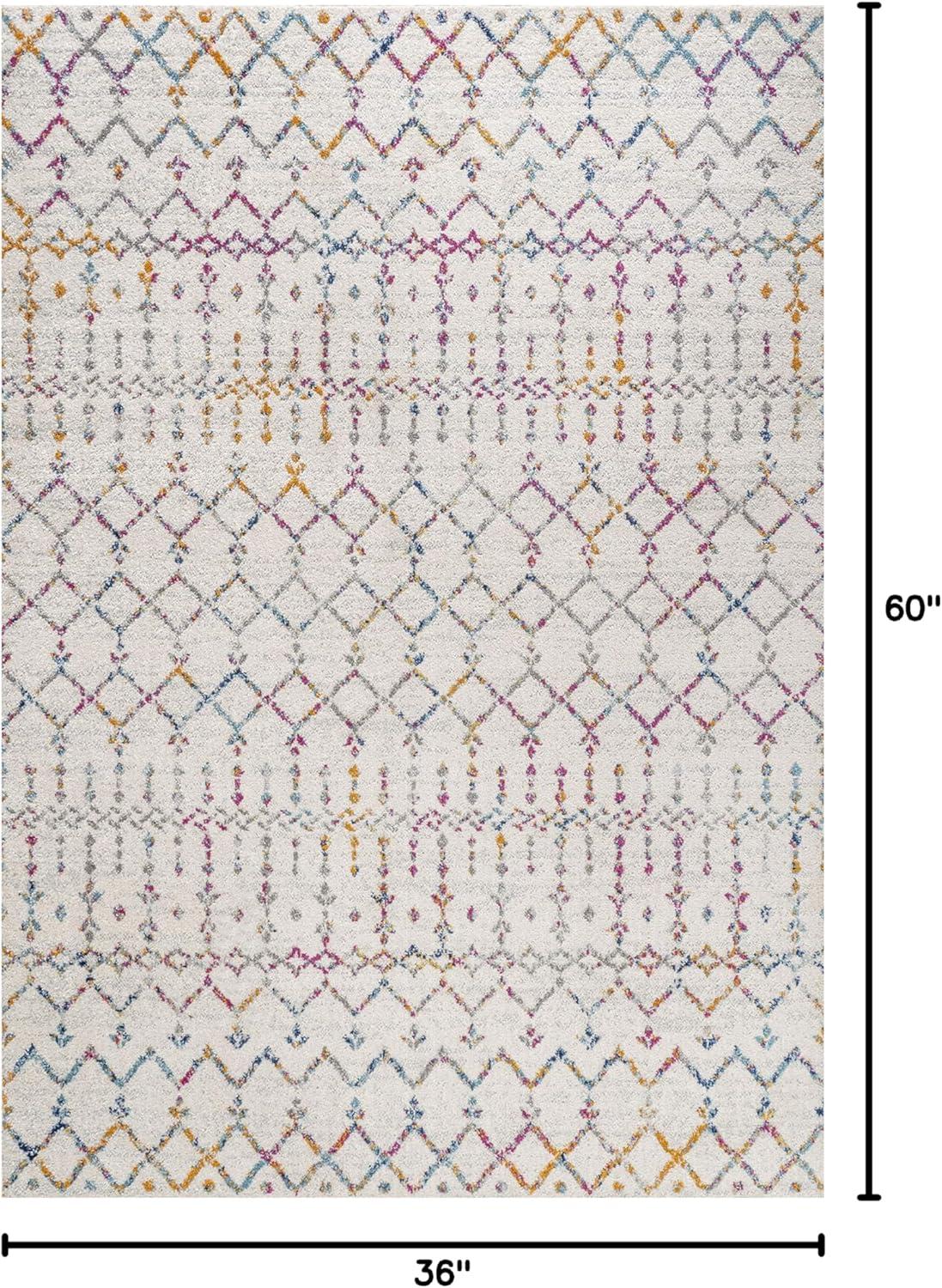 JONATHAN Y Moroccan HYPE Boho Vintage Diamond Ivory/Multi 3 ft. x 5 ft. Area Rug