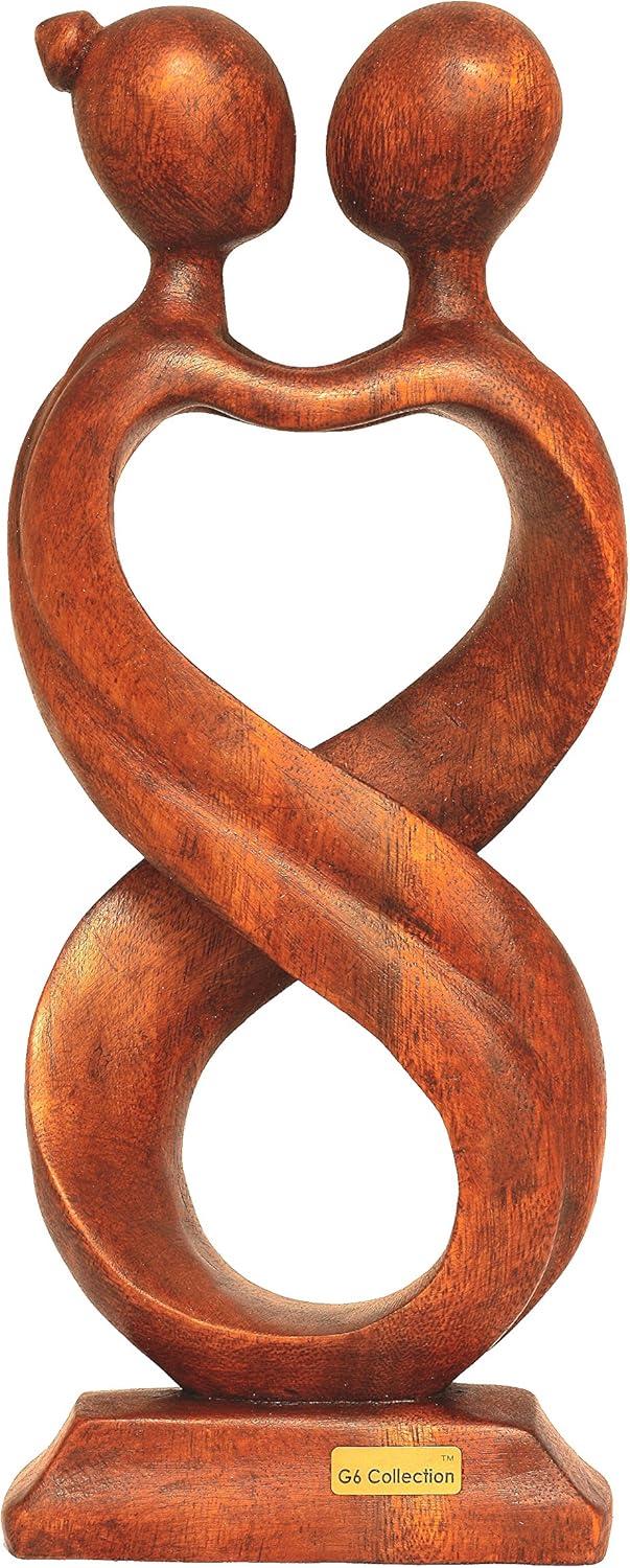 G6 Collection 12" Wooden Handmade Abstract Sculpture Statue Handcrafted - Infinite Love - Gift Art Decorative Home Decor Figurine Accent Decoration Artwork Hand Carved Infinite Love