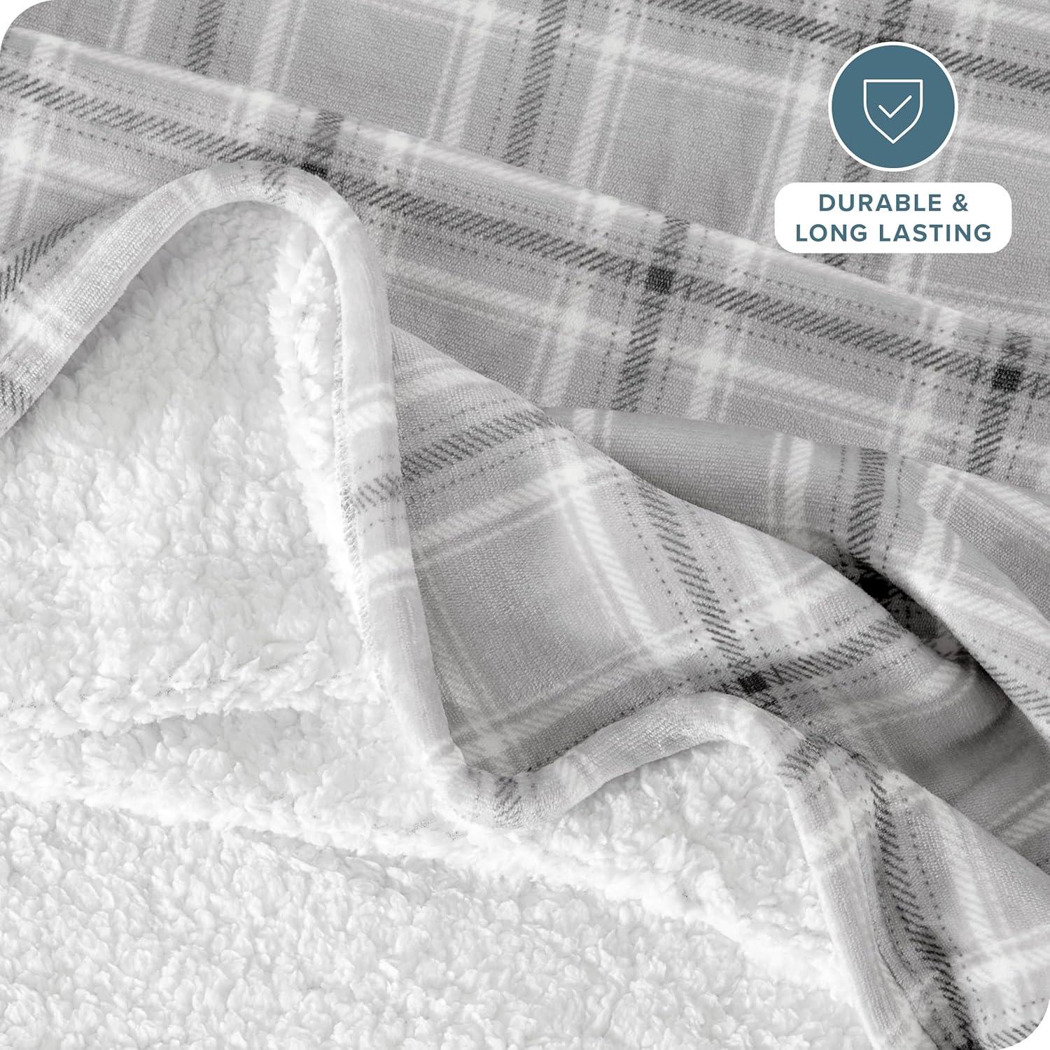 Bare Home Bare Home Printed Sherpa Fleece Blanket - Warm & Lightweight - Soft Plush Blanket - Reversible