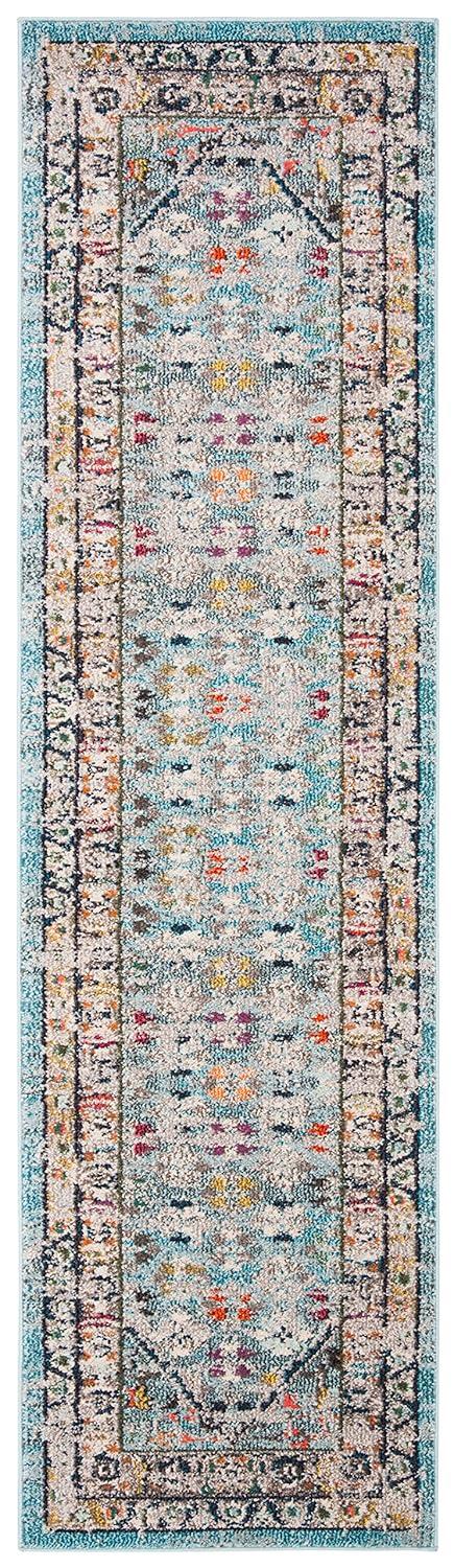 Monaco MNC255 Power Loomed Runner Rug - Blue/Light Grey - 2'2"x6' - Safavieh.