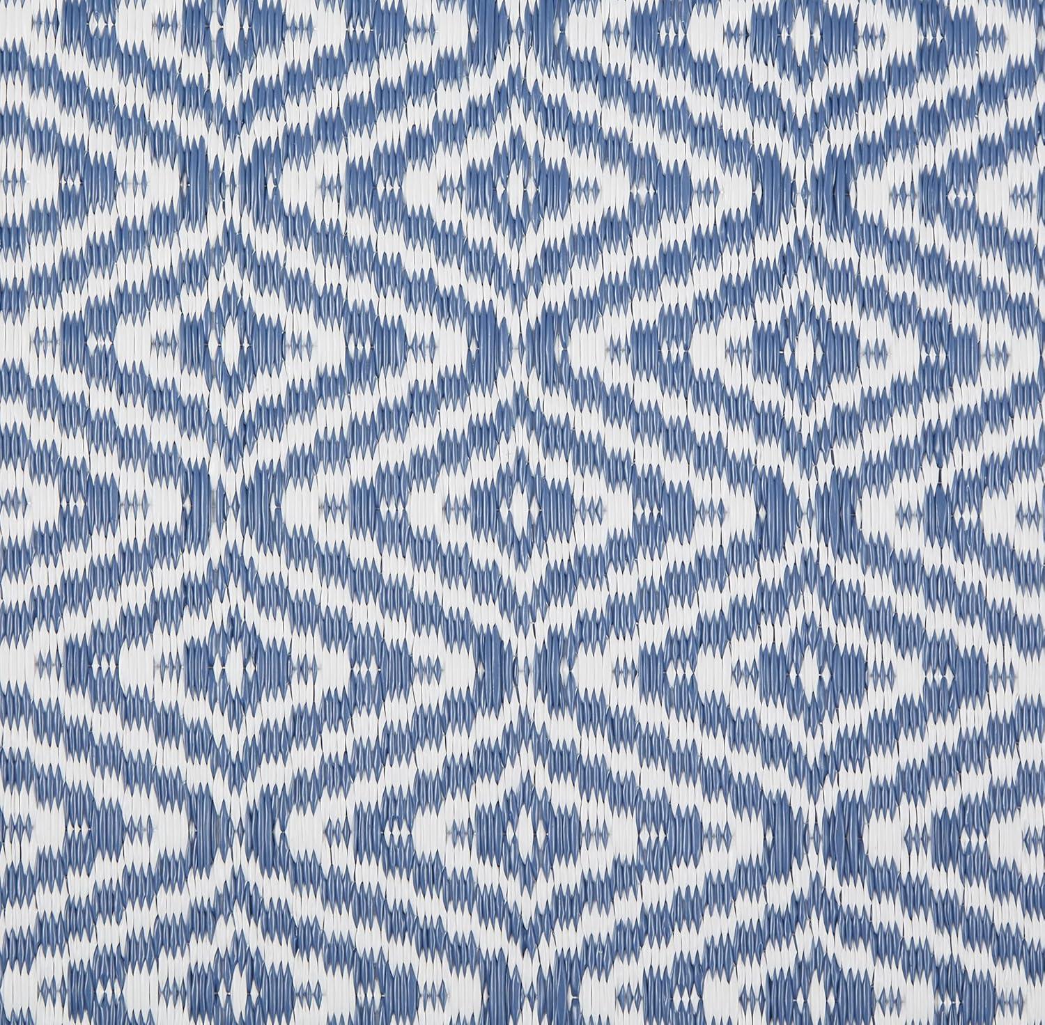 French Blue Diamond Weave Non-Slip Outdoor Rug 4' x 6'