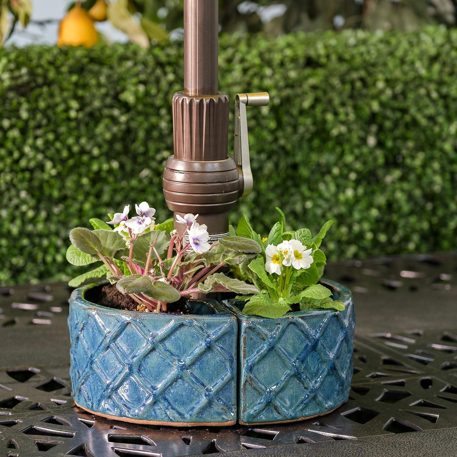 Alfresco Home Trellis Round Planter in Atlantis Blue