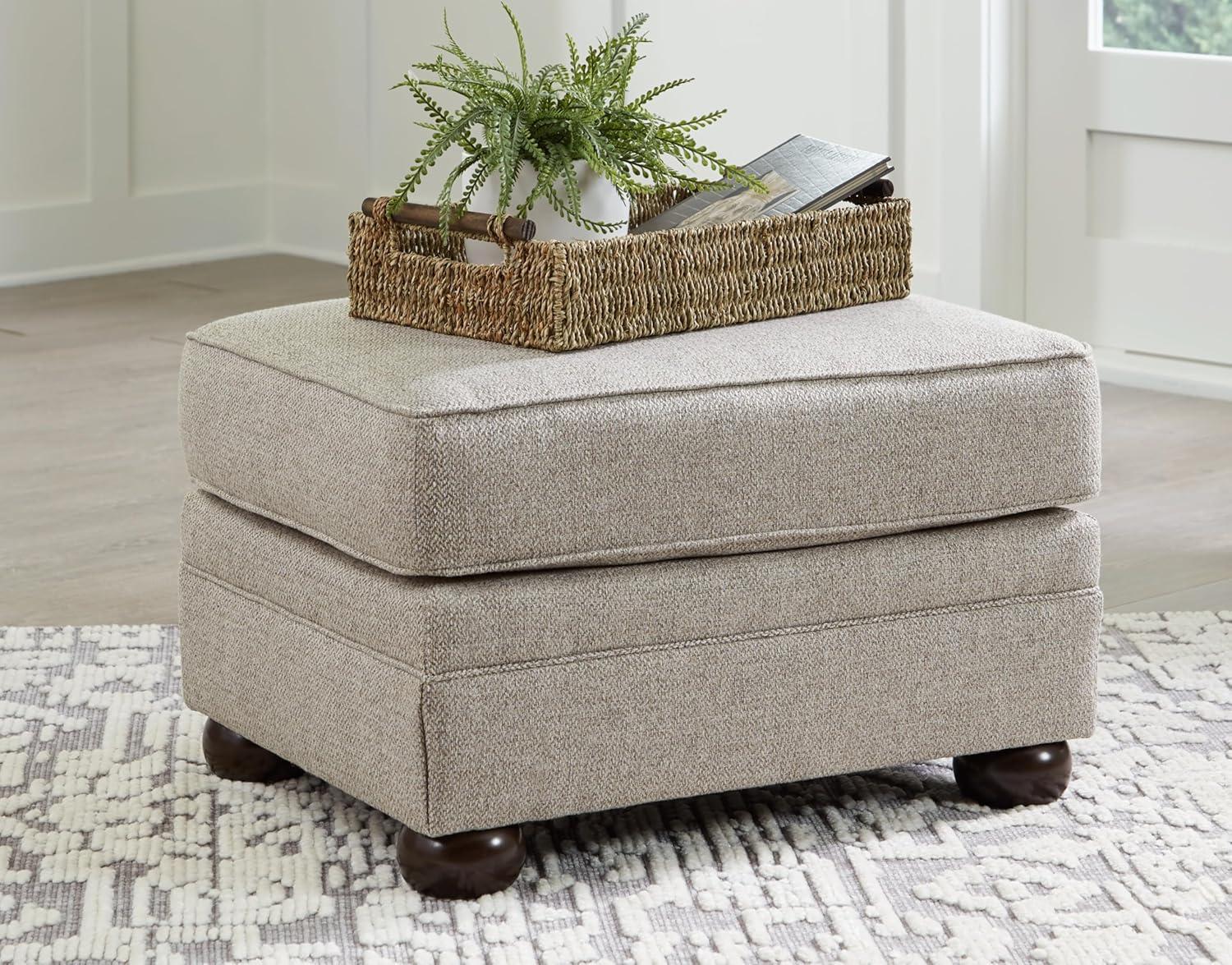 Signature Design by Ashley Gaelon Casual Firmly Cushioned Ottoman with Bun Legs, Gray & Brown