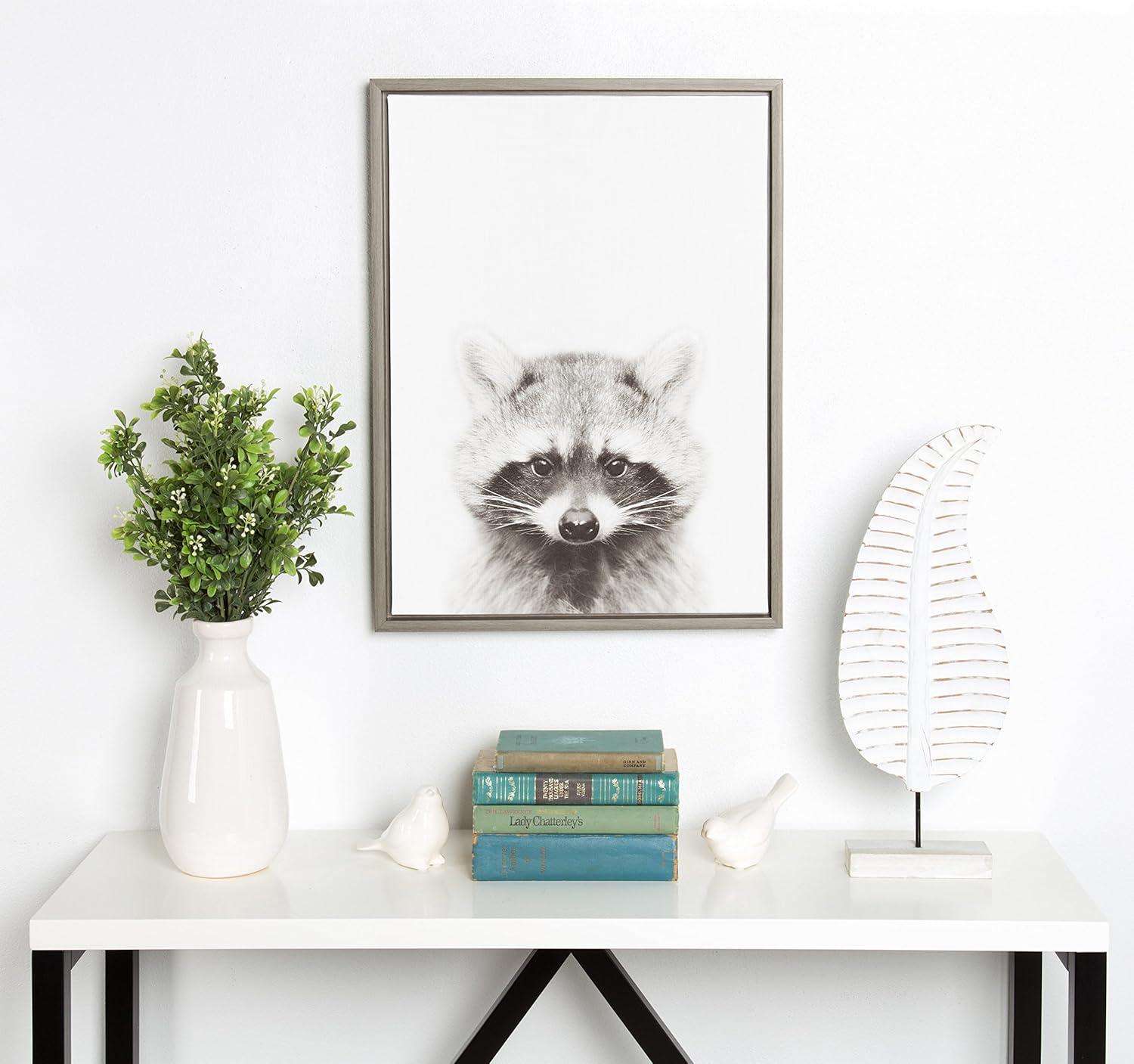 Raccoon Framed Kids' Canvas Art Gray (24"x18") - Uniek