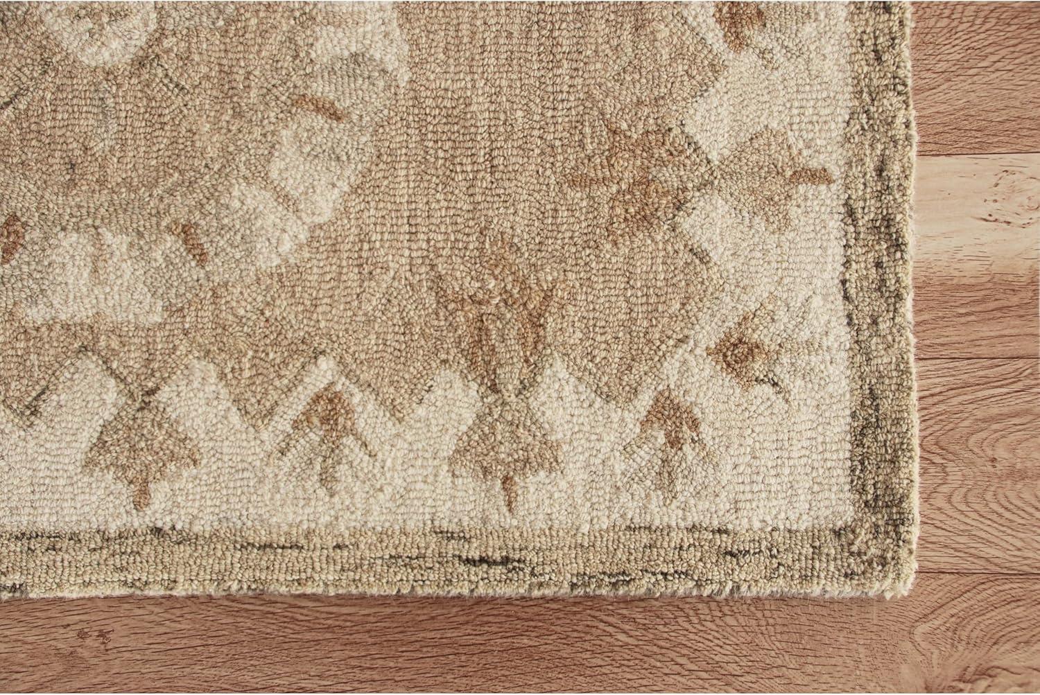 LR Home Daisey 2'3" x 3'10" Beige Classic Medallion Wool Hearth Indoor Area Rug