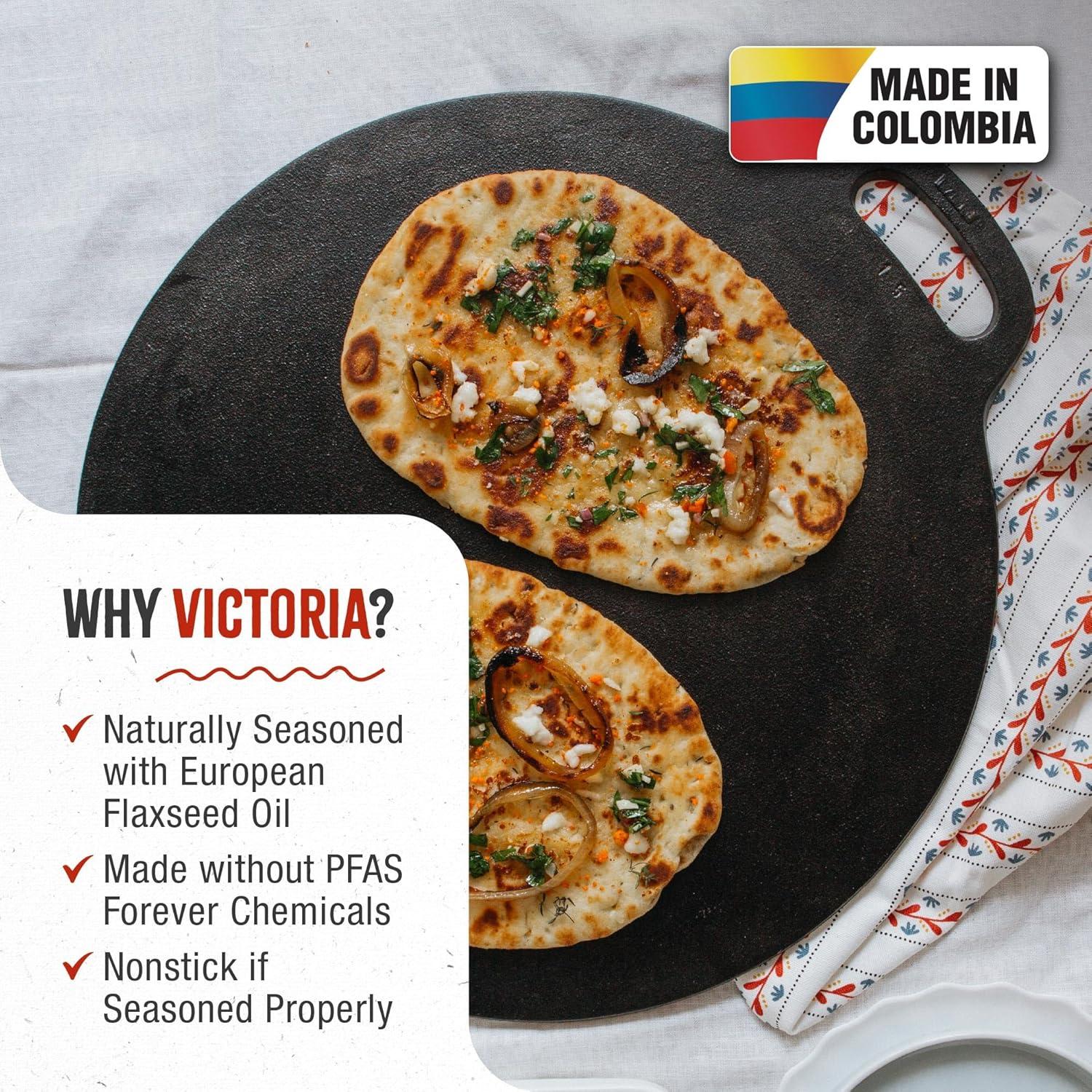 Victoria Victoria Cast Iron Round Reversible Griddle, Seasoned
