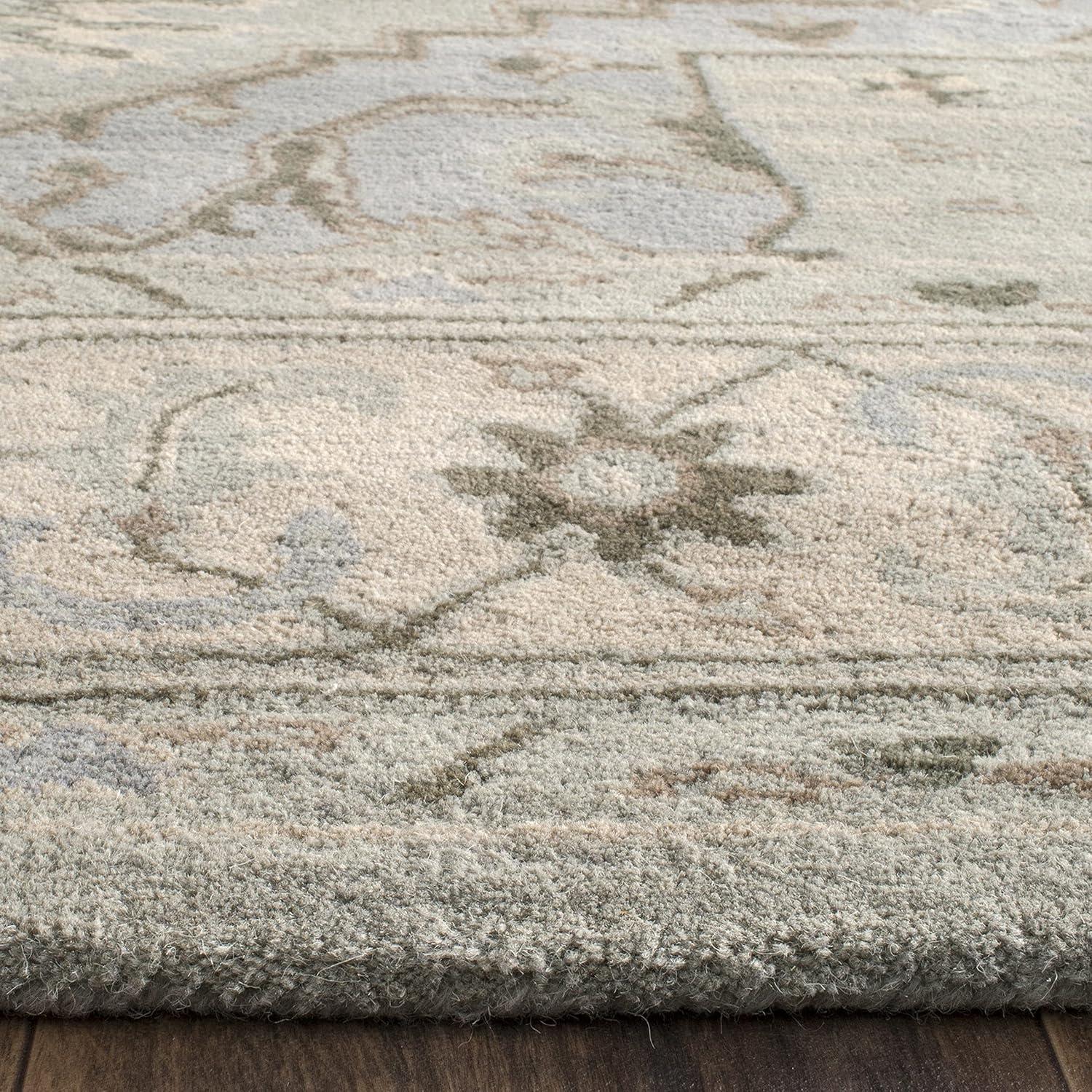 Heritage 6' Square Gray and Beige Wool Area Rug