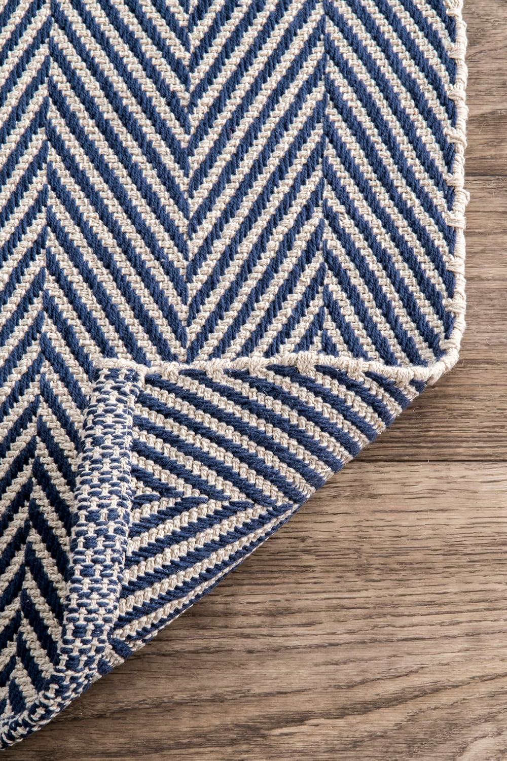 Cotton Hand Loomed Herringbone Cotton Rug - nuLOOM