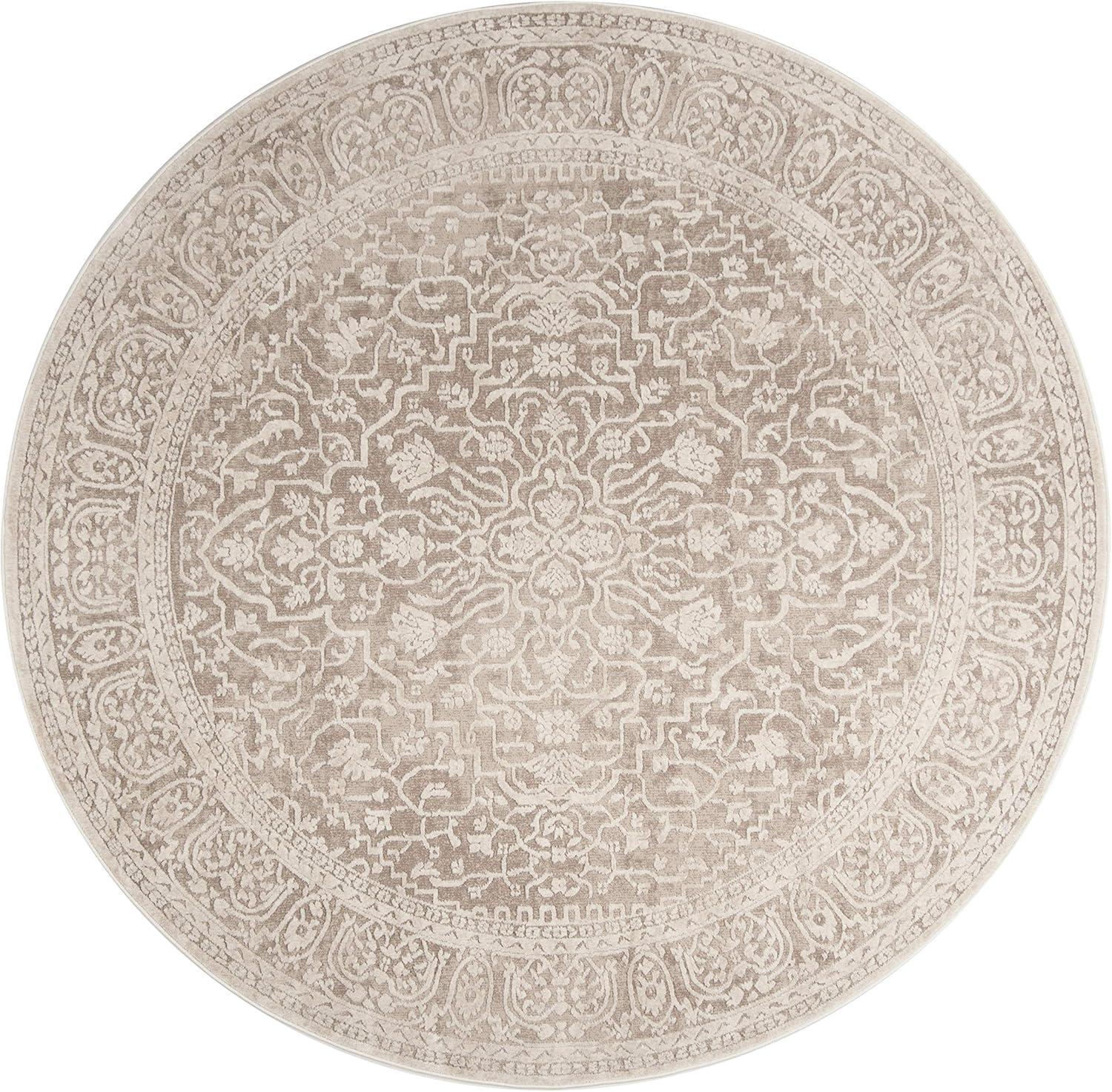 Reflection RFT670 Power Loomed Indoor Area Rug - 6'7" Round - Beige/Cream - Safavieh